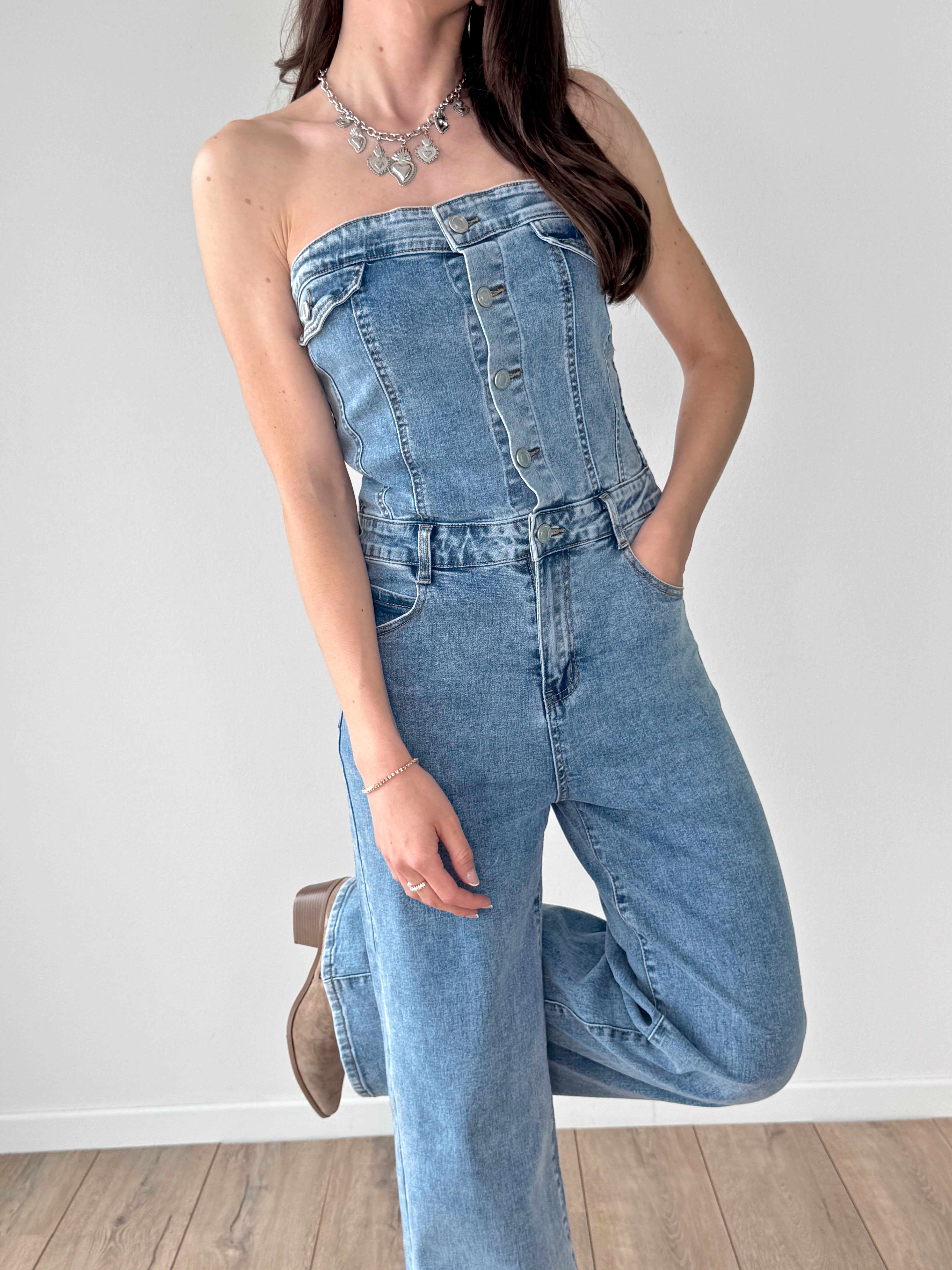 SALOPETTE FASCIA DENIM