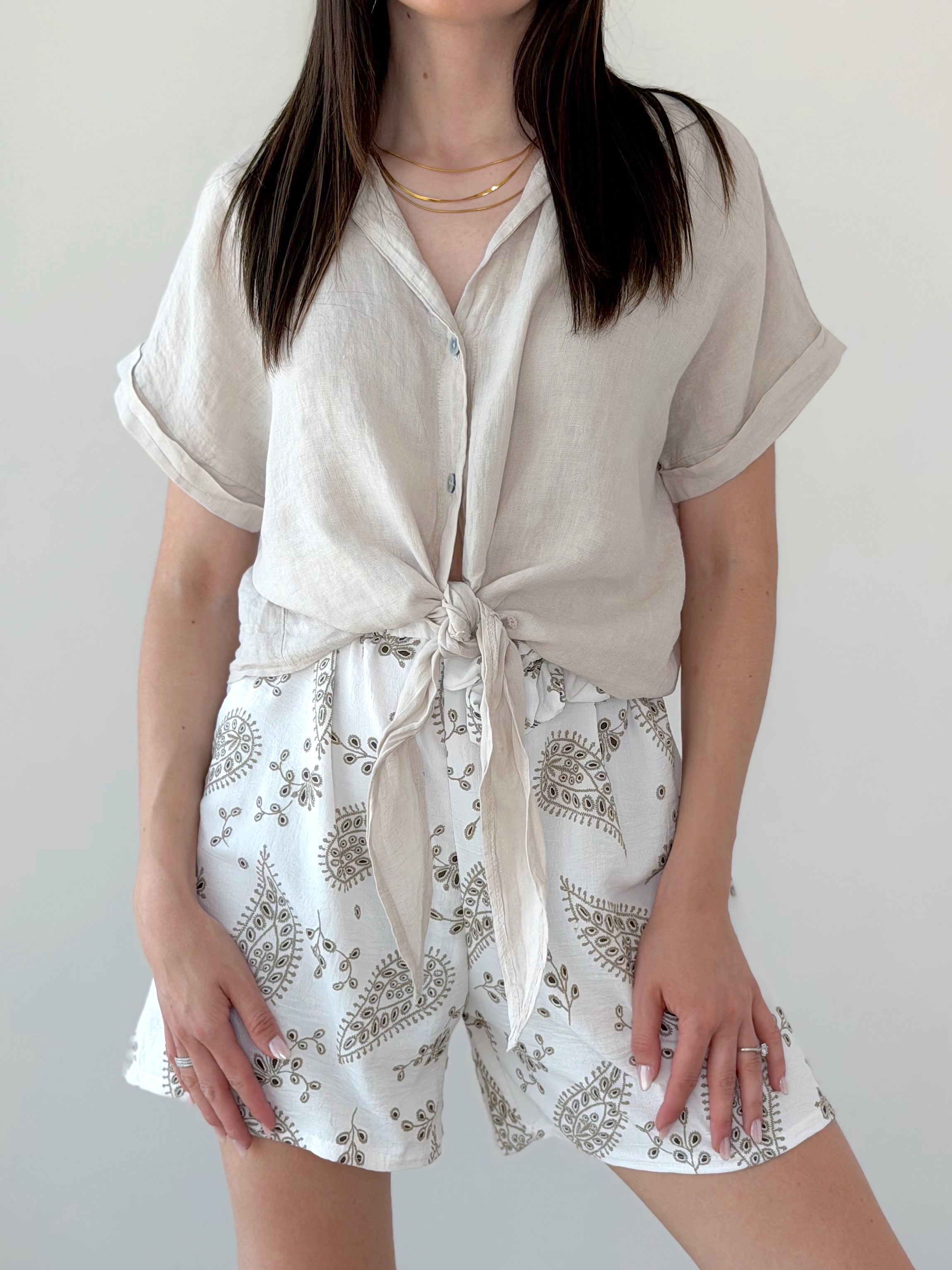 CAMICIA MANICA CORTA 100% LINO