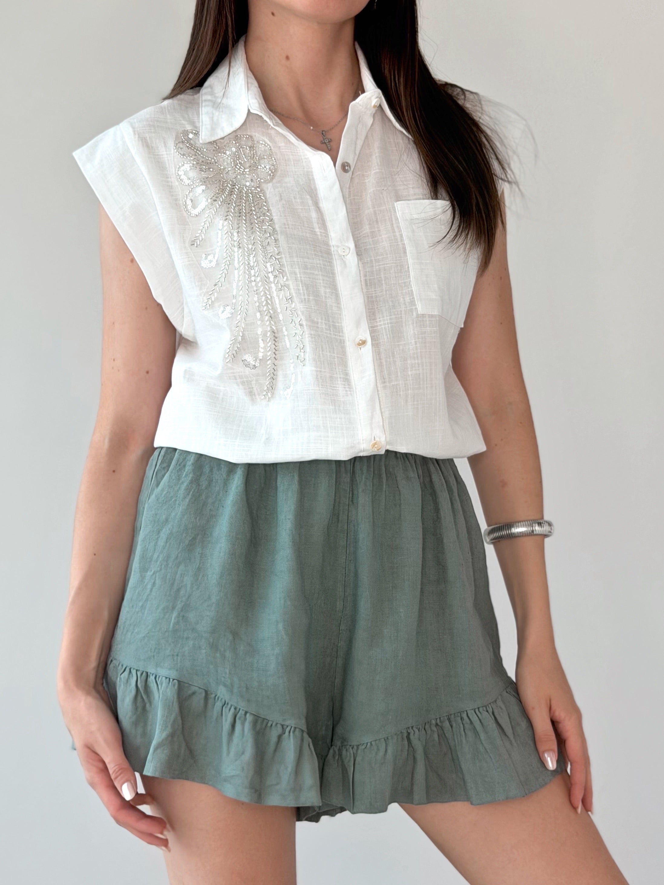 CAMICIA CON PERLINE & MICRO PAILETTES