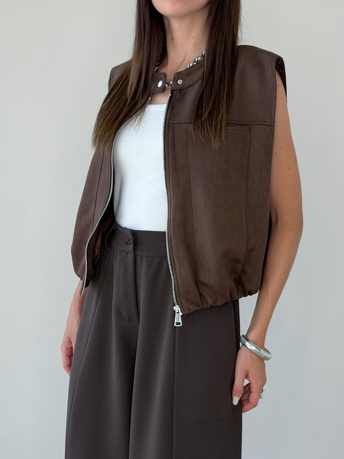 BOMBER SMANICATO ECO CAMOSCIO