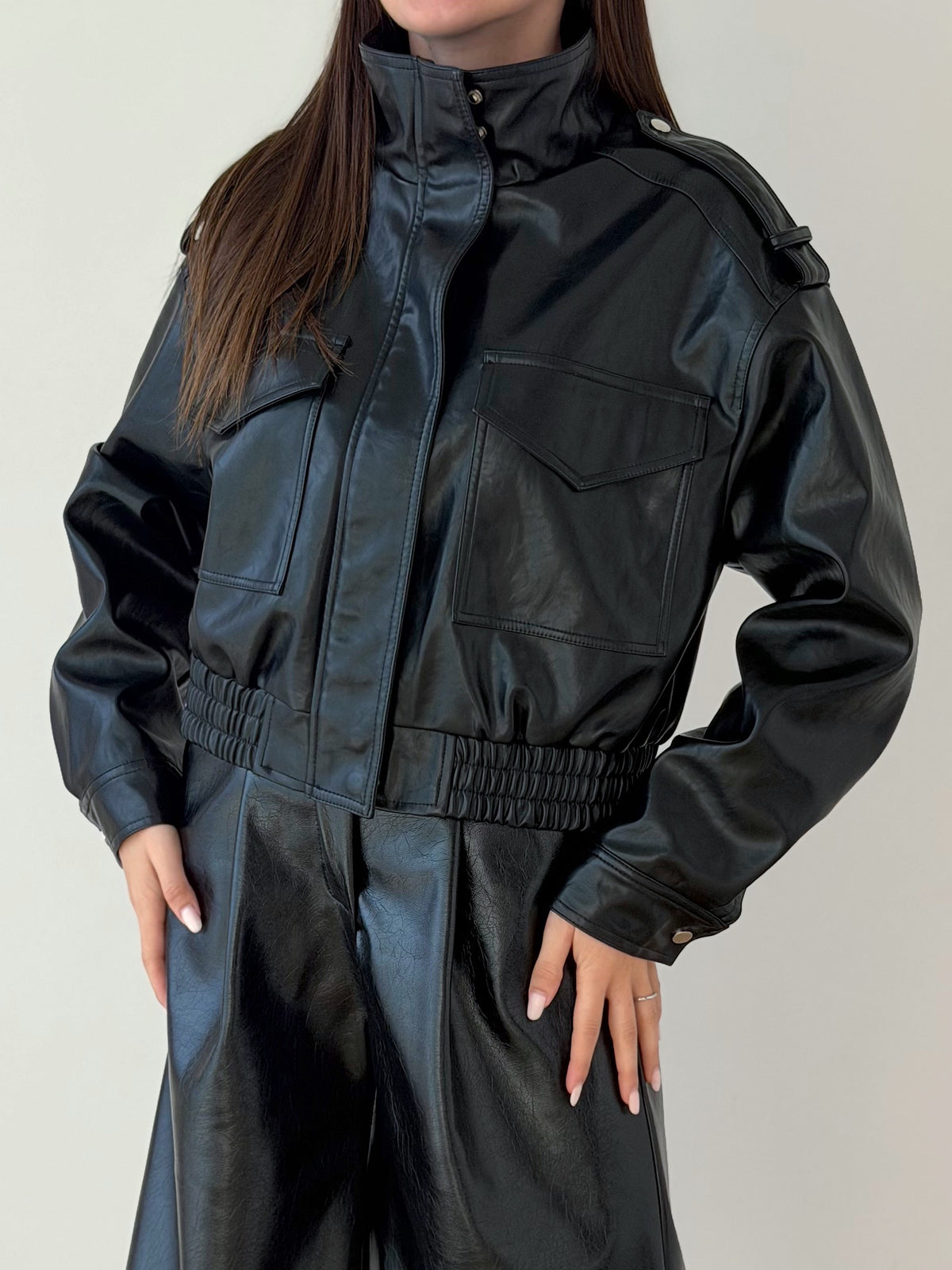 Bomber ecopelle lucido