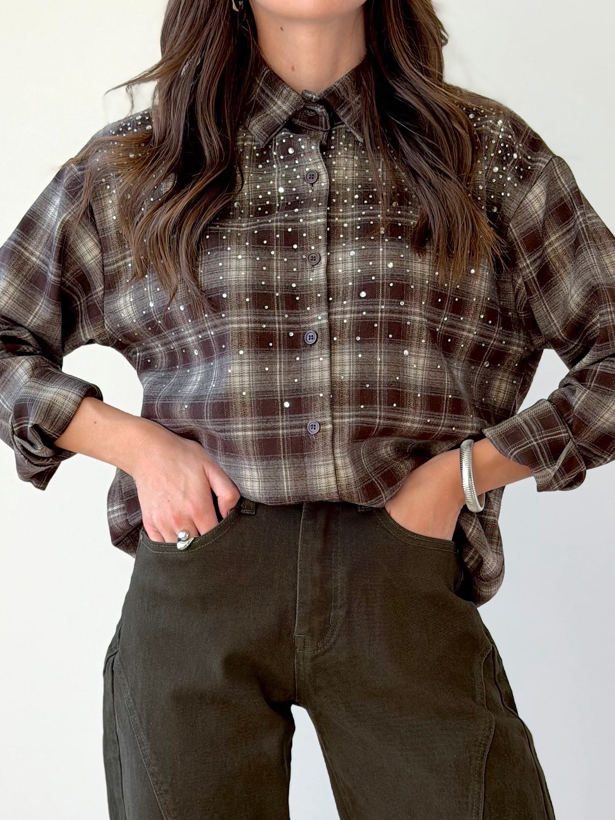 CAMICIA FLANELLA CON BRILLANTINI