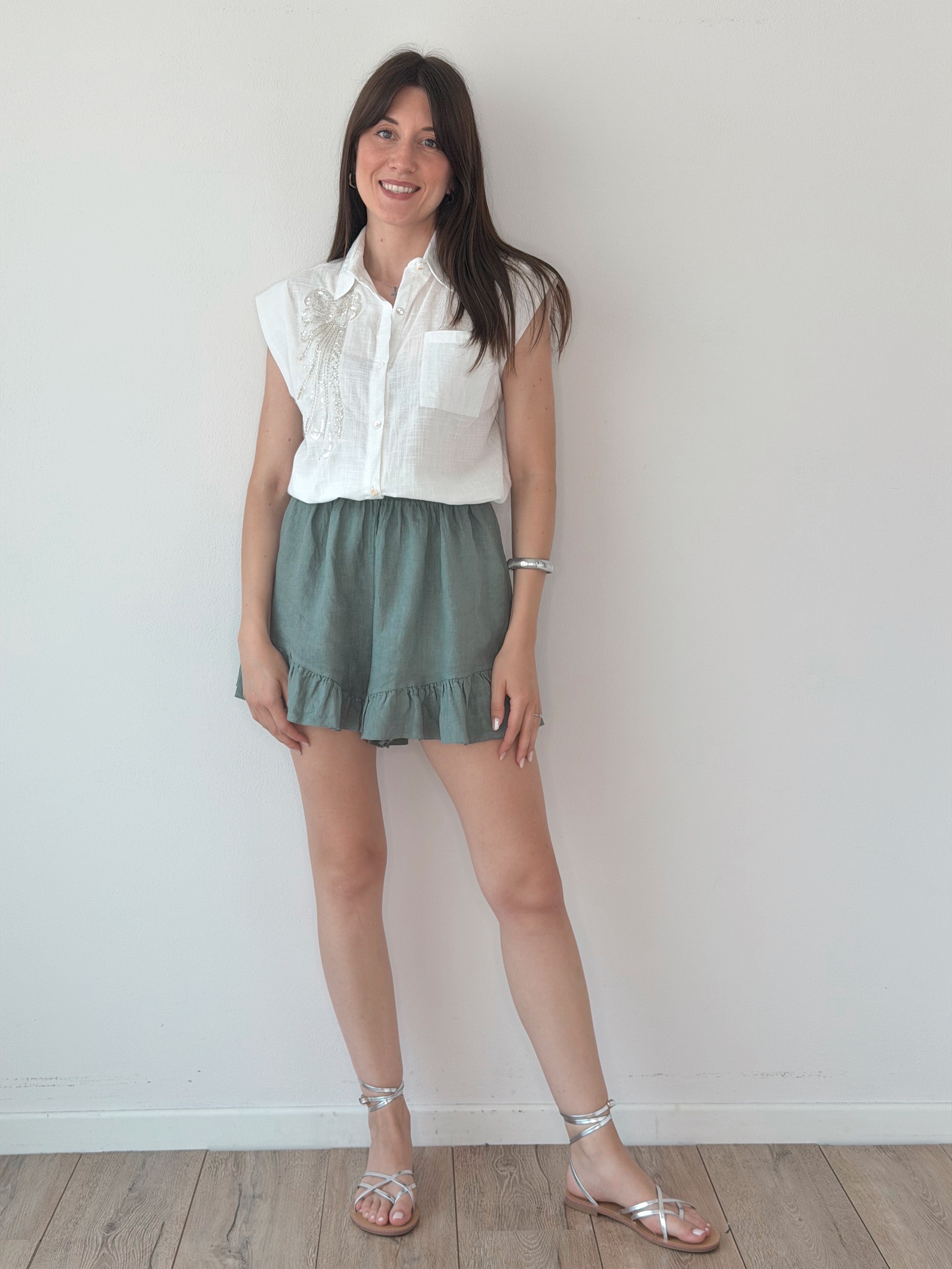CAMICIA CON PERLINE & MICRO PAILETTES