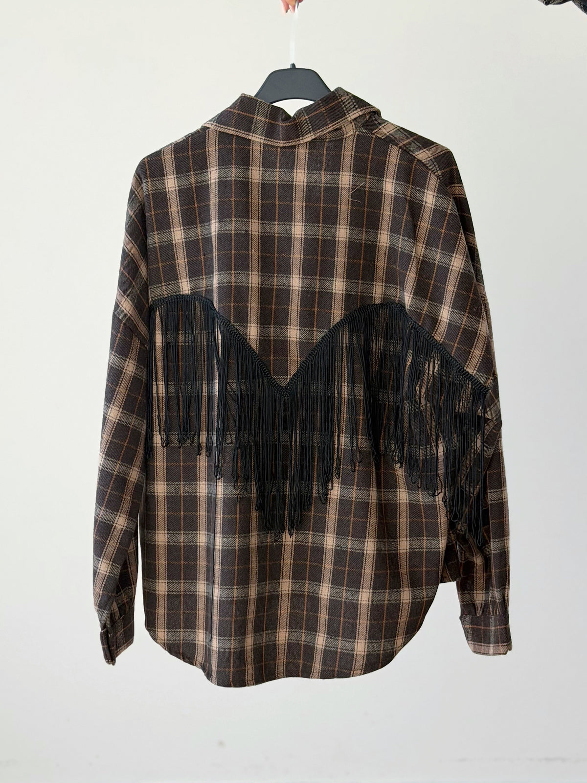 CAMICIA WOOD CON FRANGE