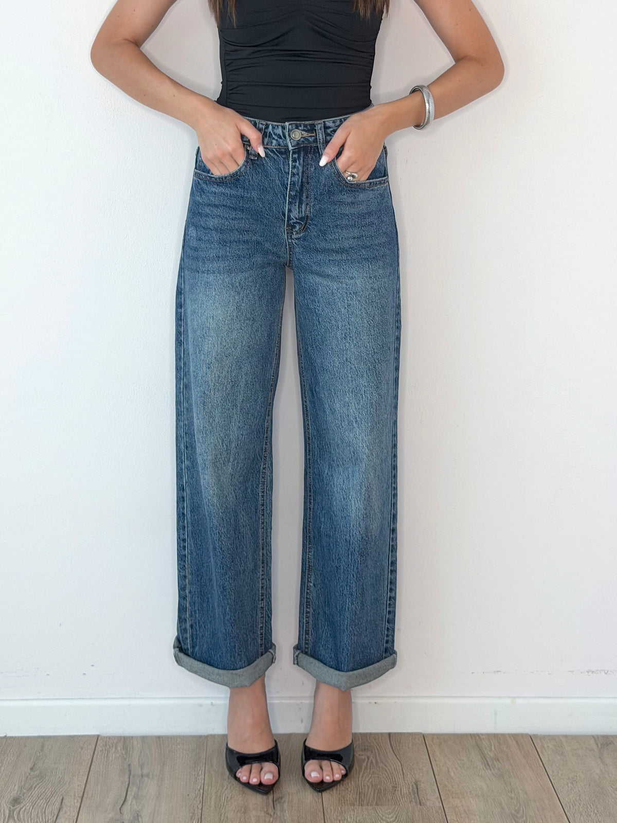 DENIM CON TASCA BRILLANTINATA