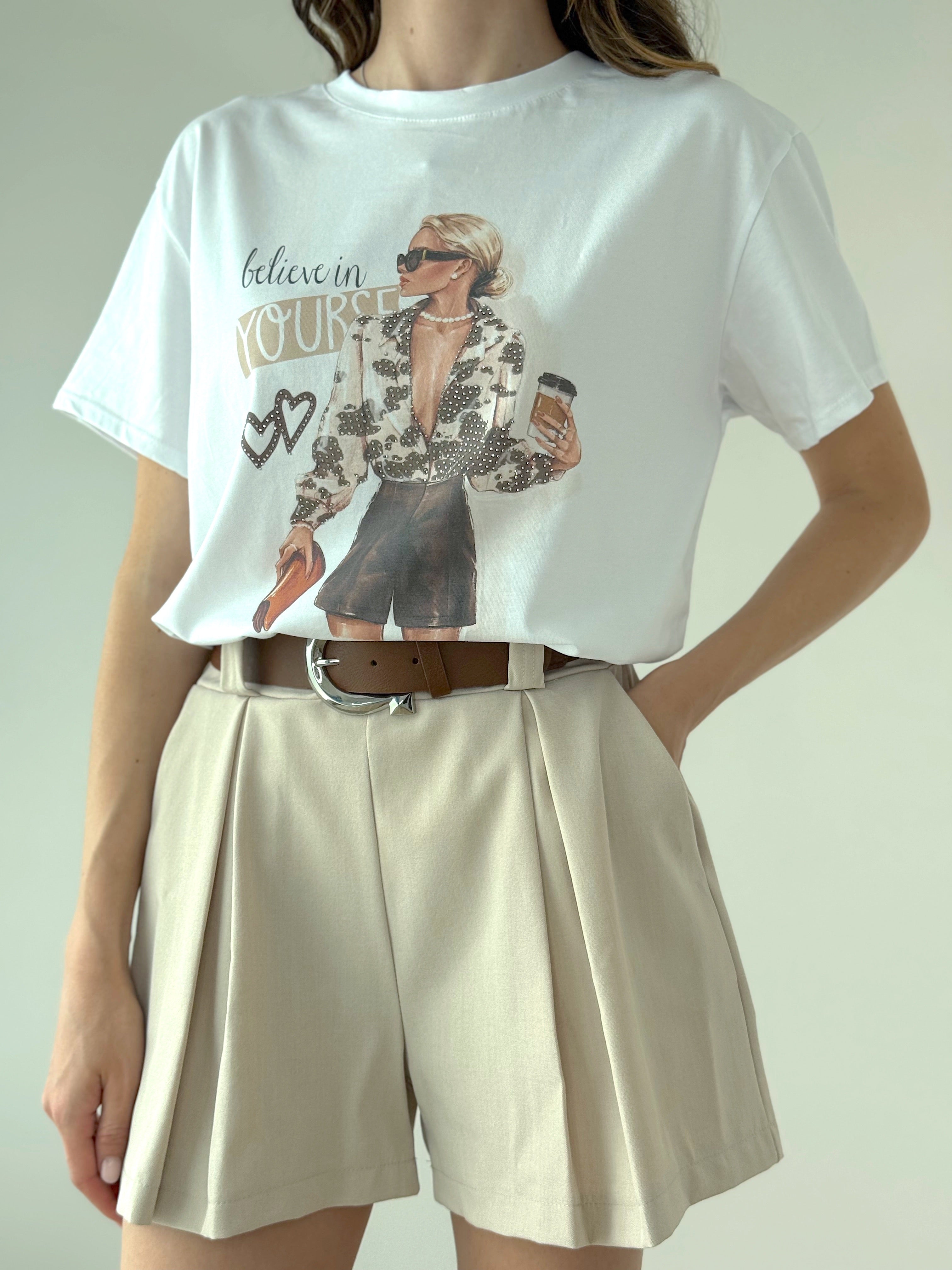 TSHIRT COW PRINT STRASS