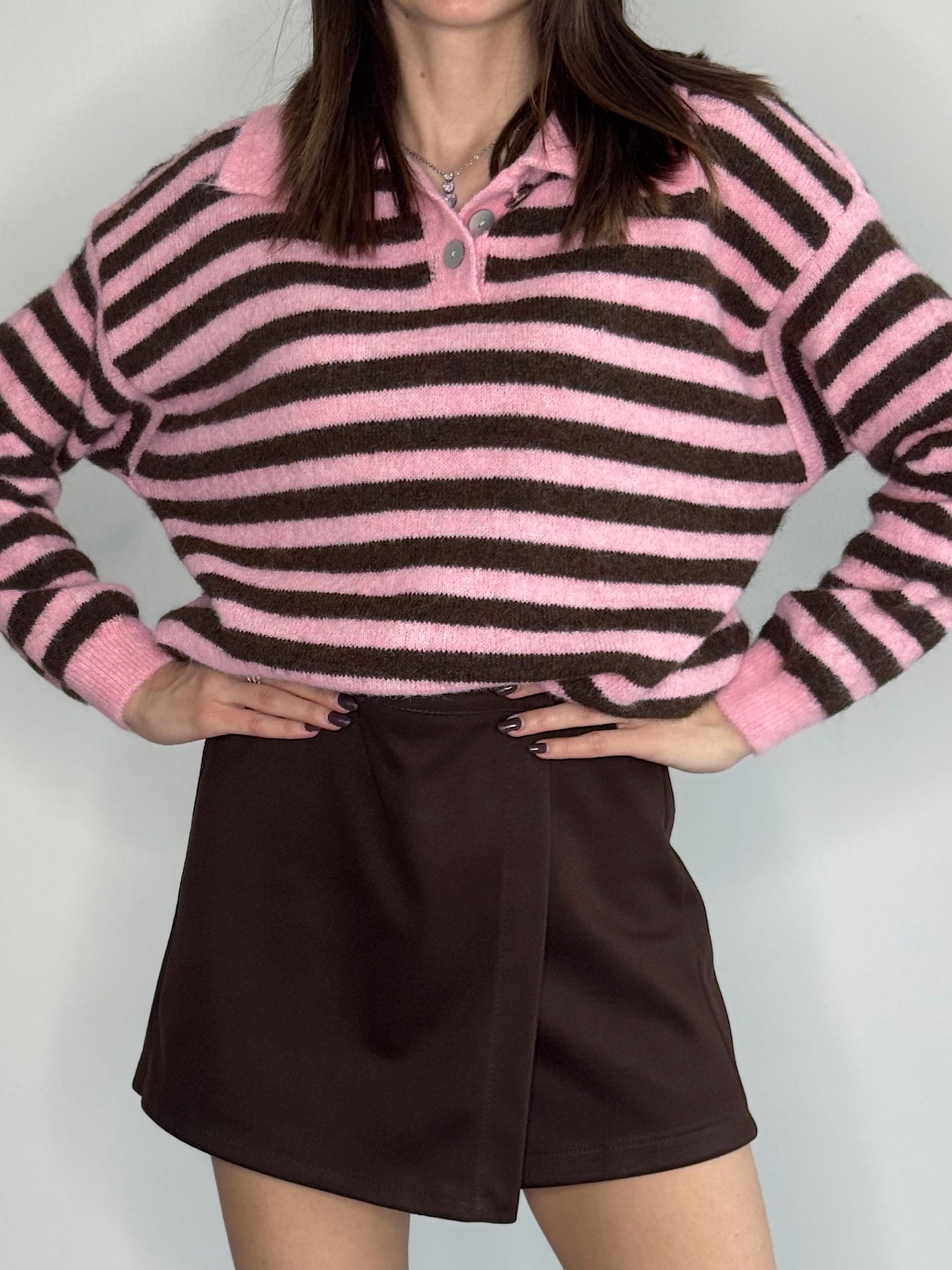 POLO A RIGHE OVERSIZE ( CON 10% LANA )