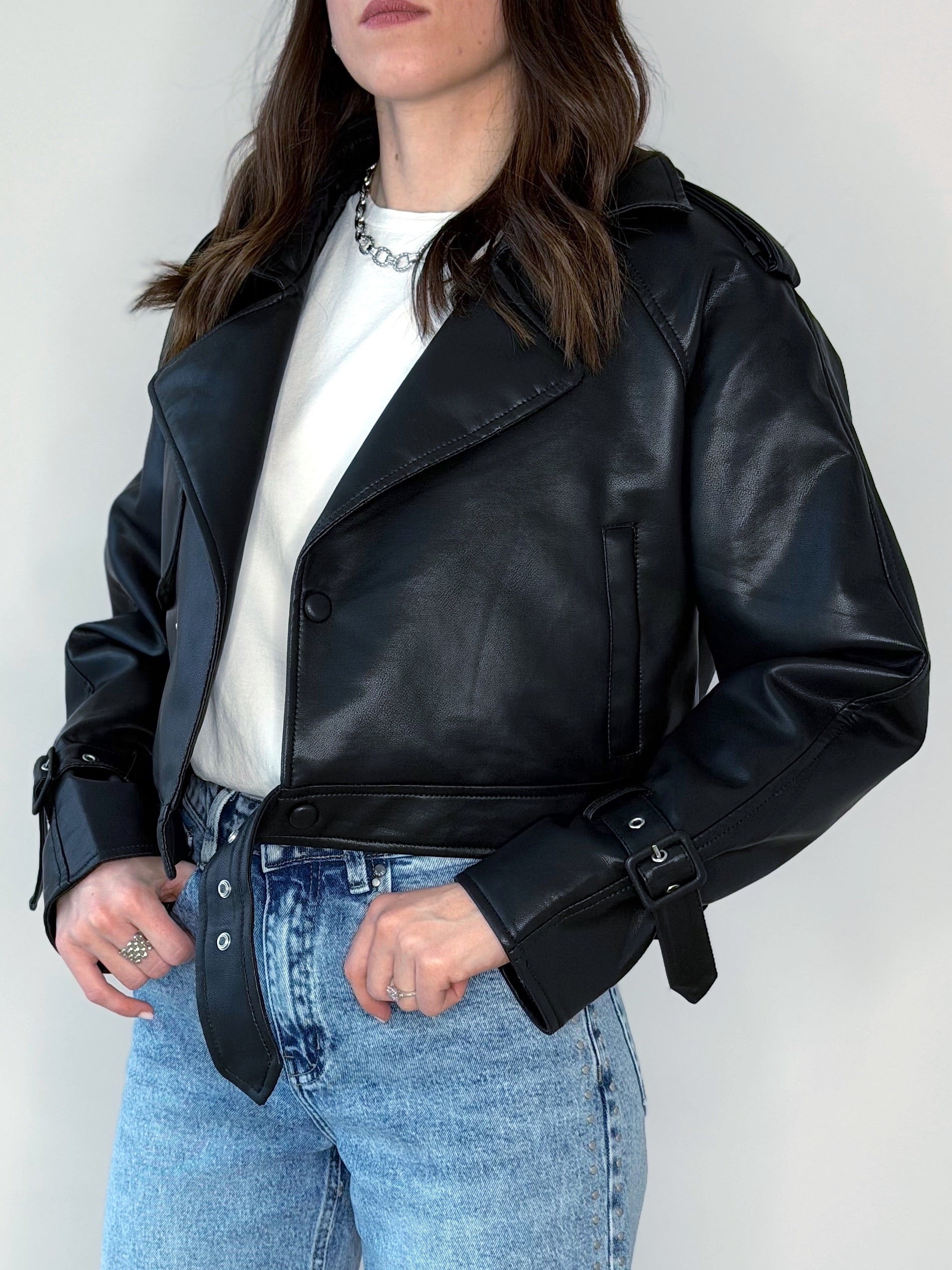 GIUBBOTTO ECOPELLE BIKER ( PREMIUM QUALITY )