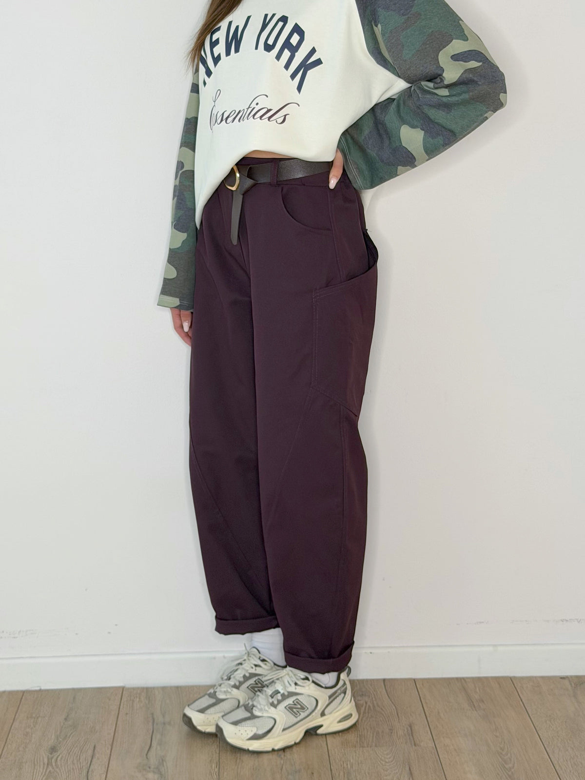 Pantalone balloon cargo vinaccia