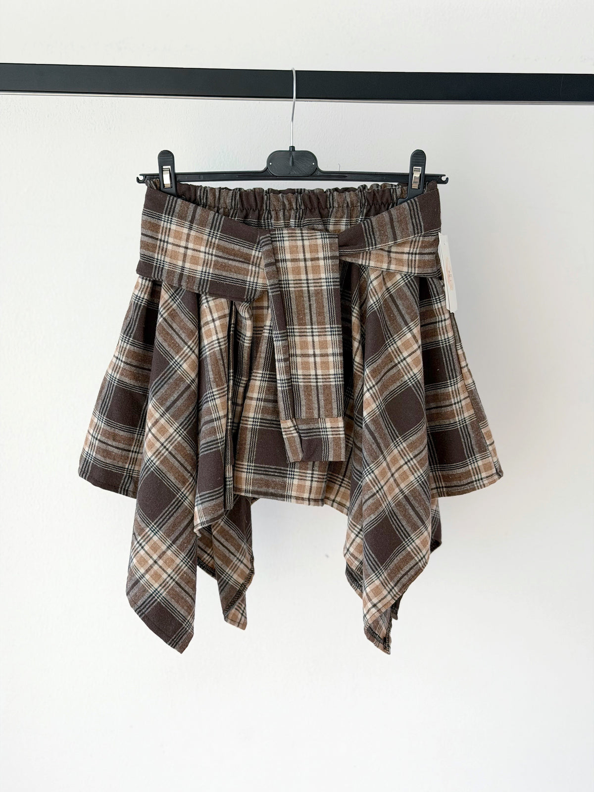 GONNA PANTALONCINO ASIMETRICA IN FLANELLA