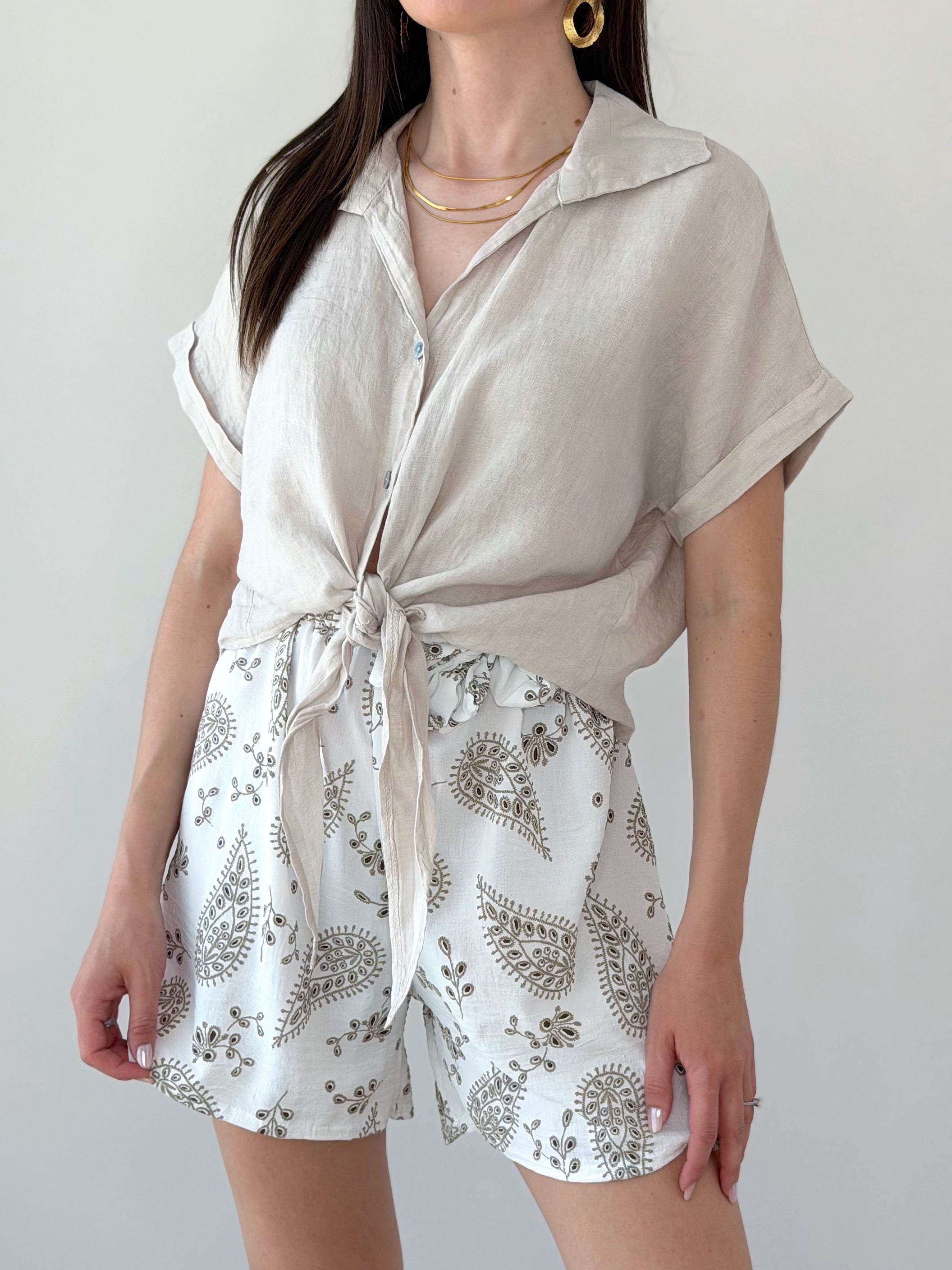 CAMICIA MANICA CORTA 100% LINO