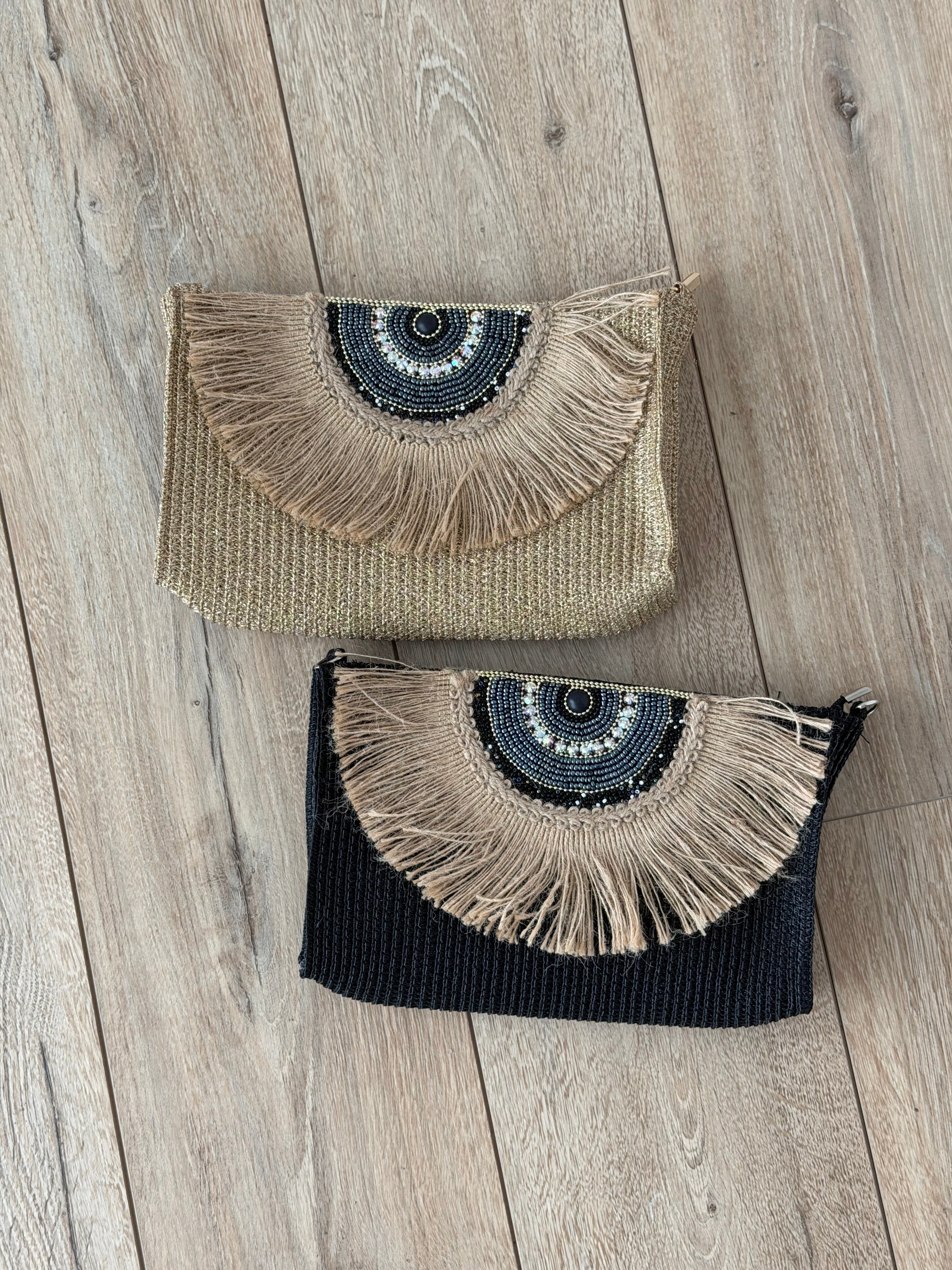 POCHETTE RAFIA & PERLINE