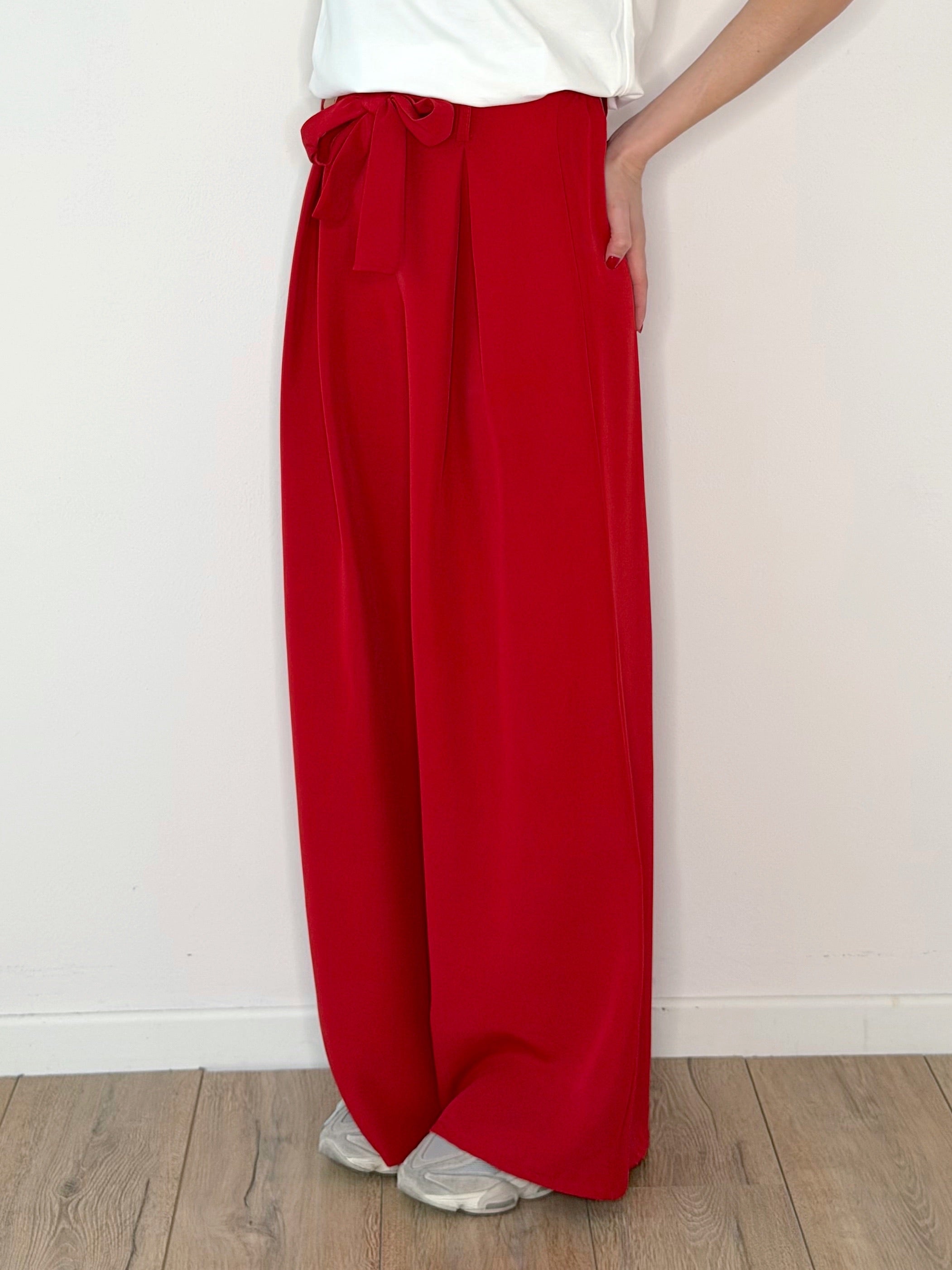 PANTALONE ROSSO WIDE LEG