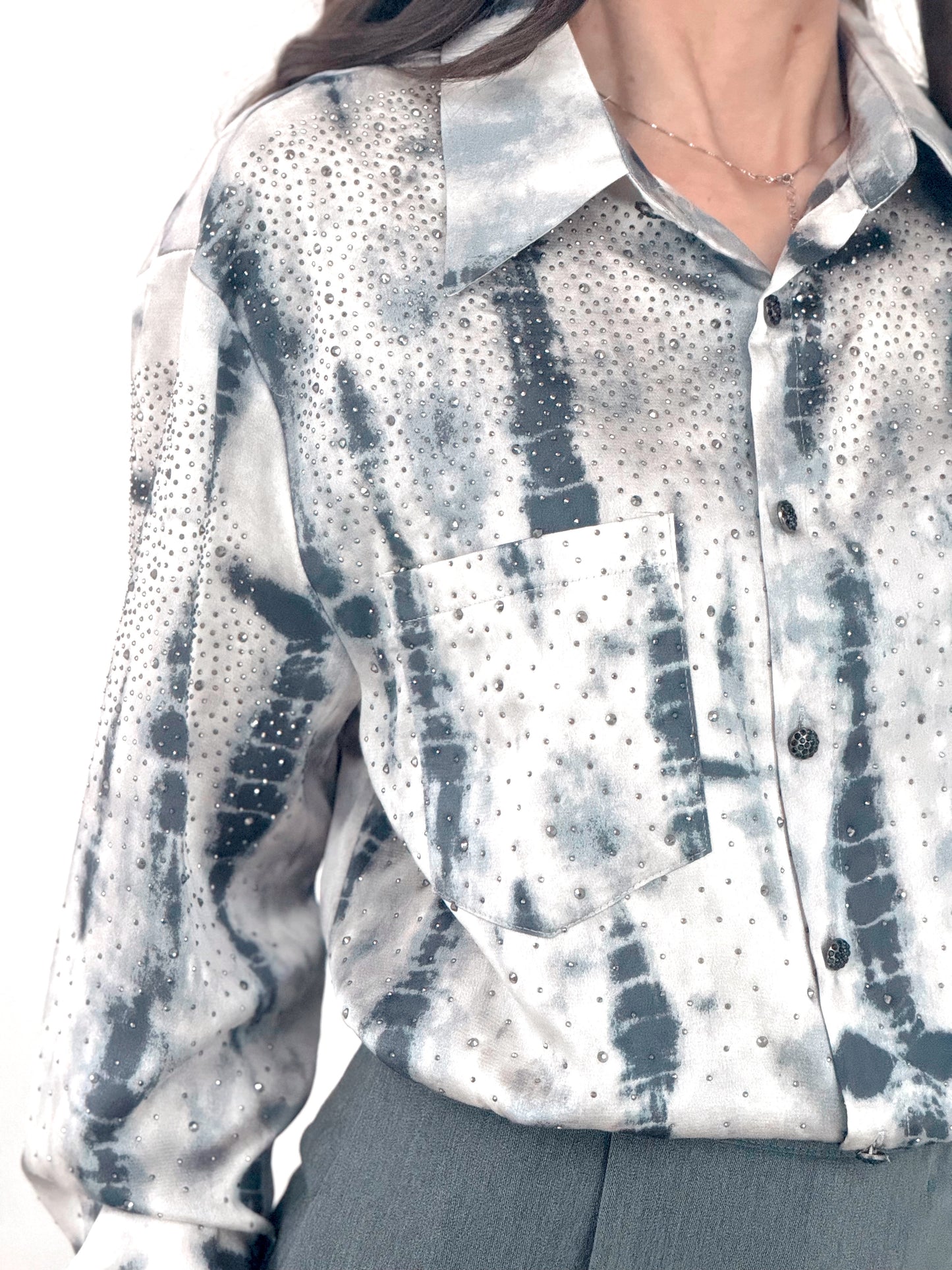 Camicia in raso con Strass