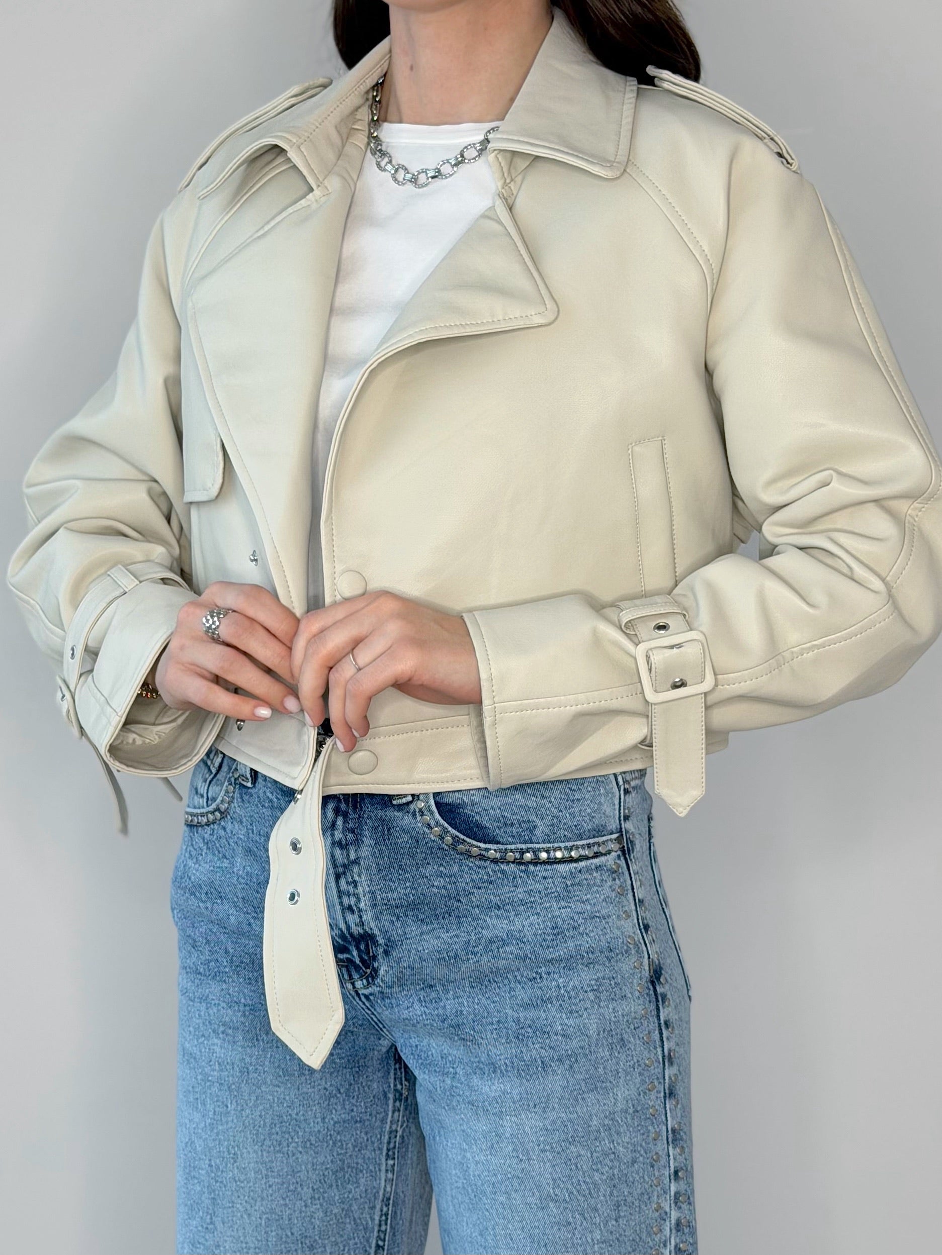 GIUBBOTTO ECOPELLE BIKER ( PREMIUM QUALITY )