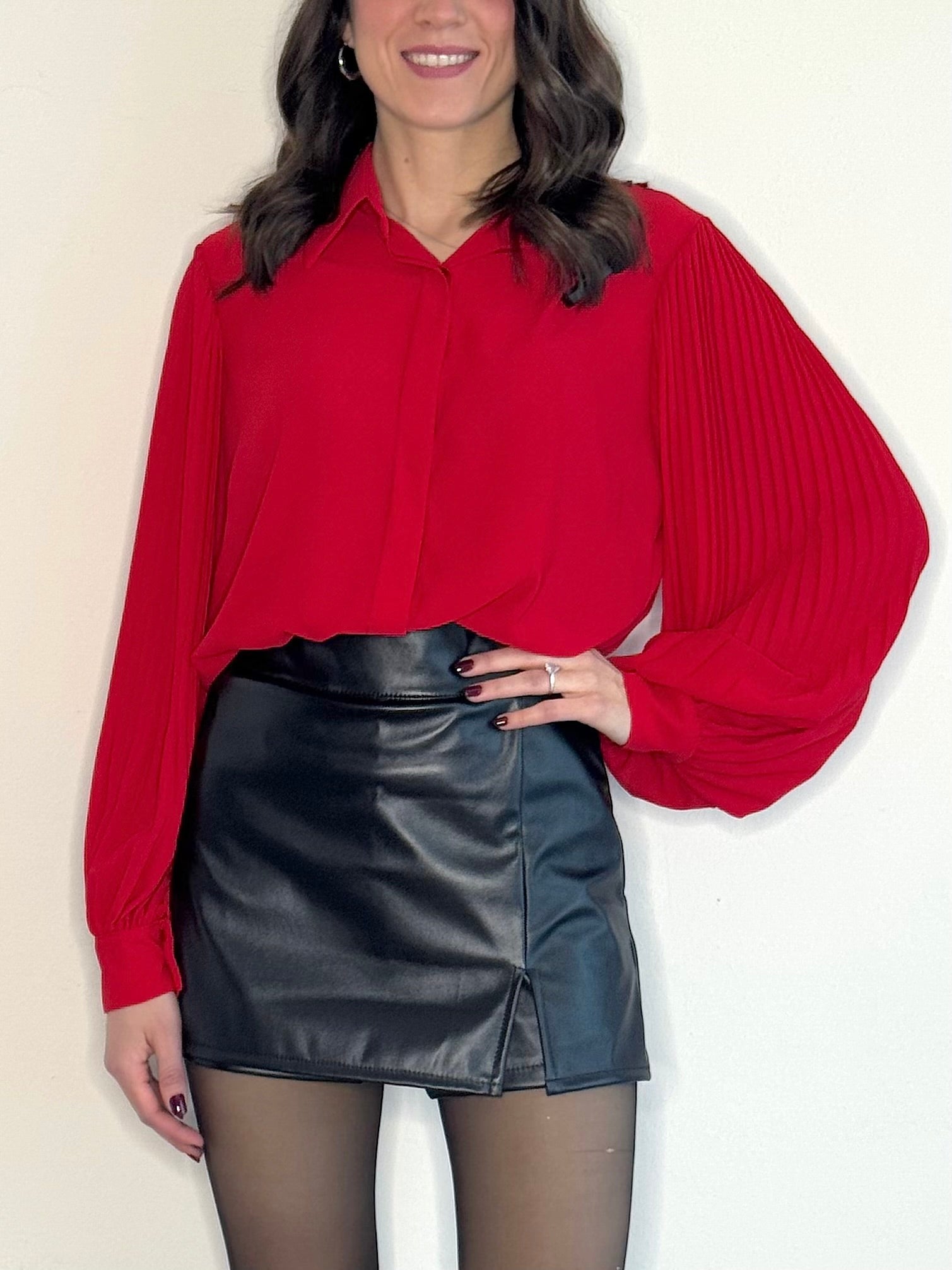 GONNA PANTALONCINO IN ECOPELLE FELPATA