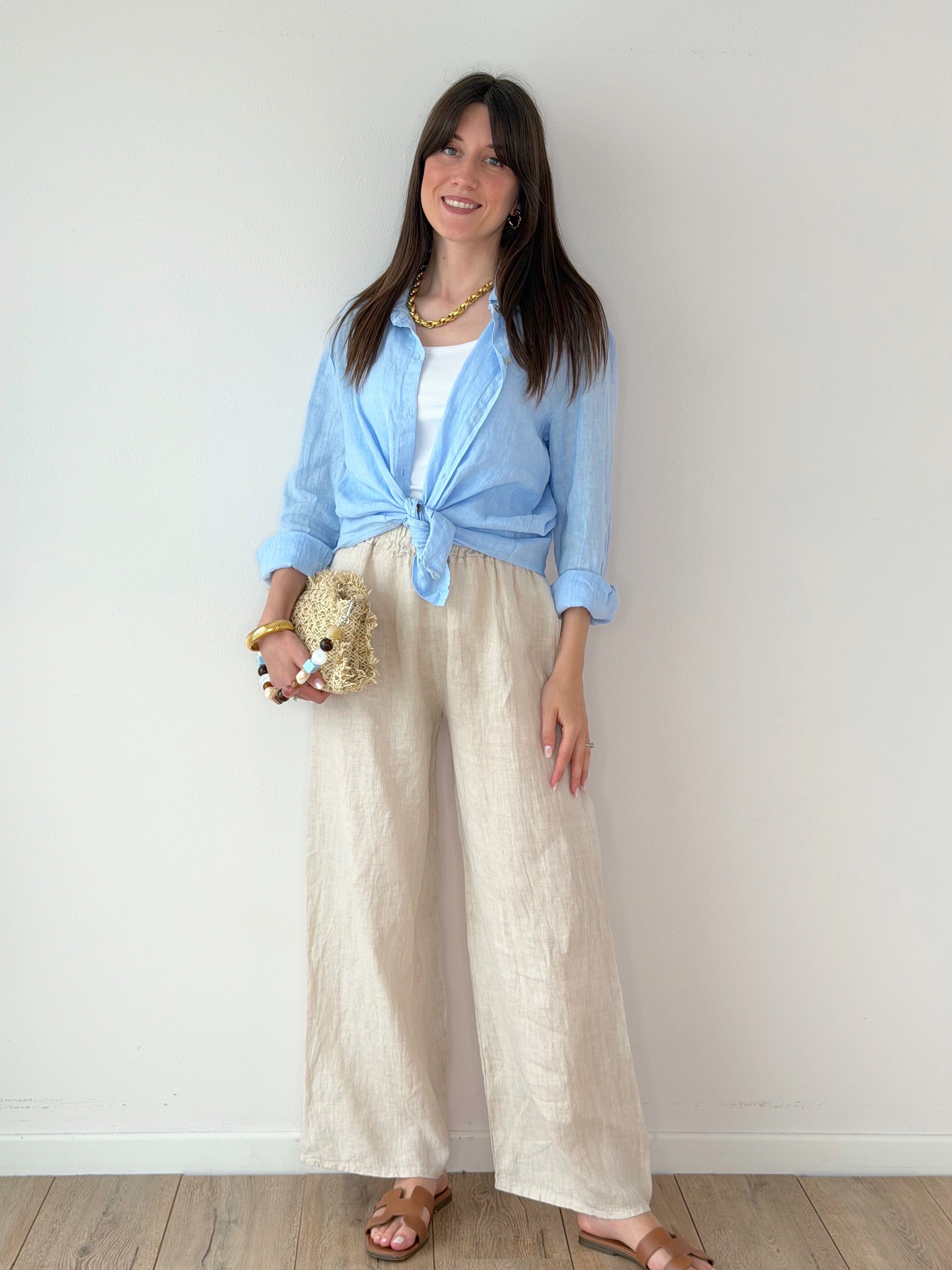 PANTALONE PALAZZO 100% LINO