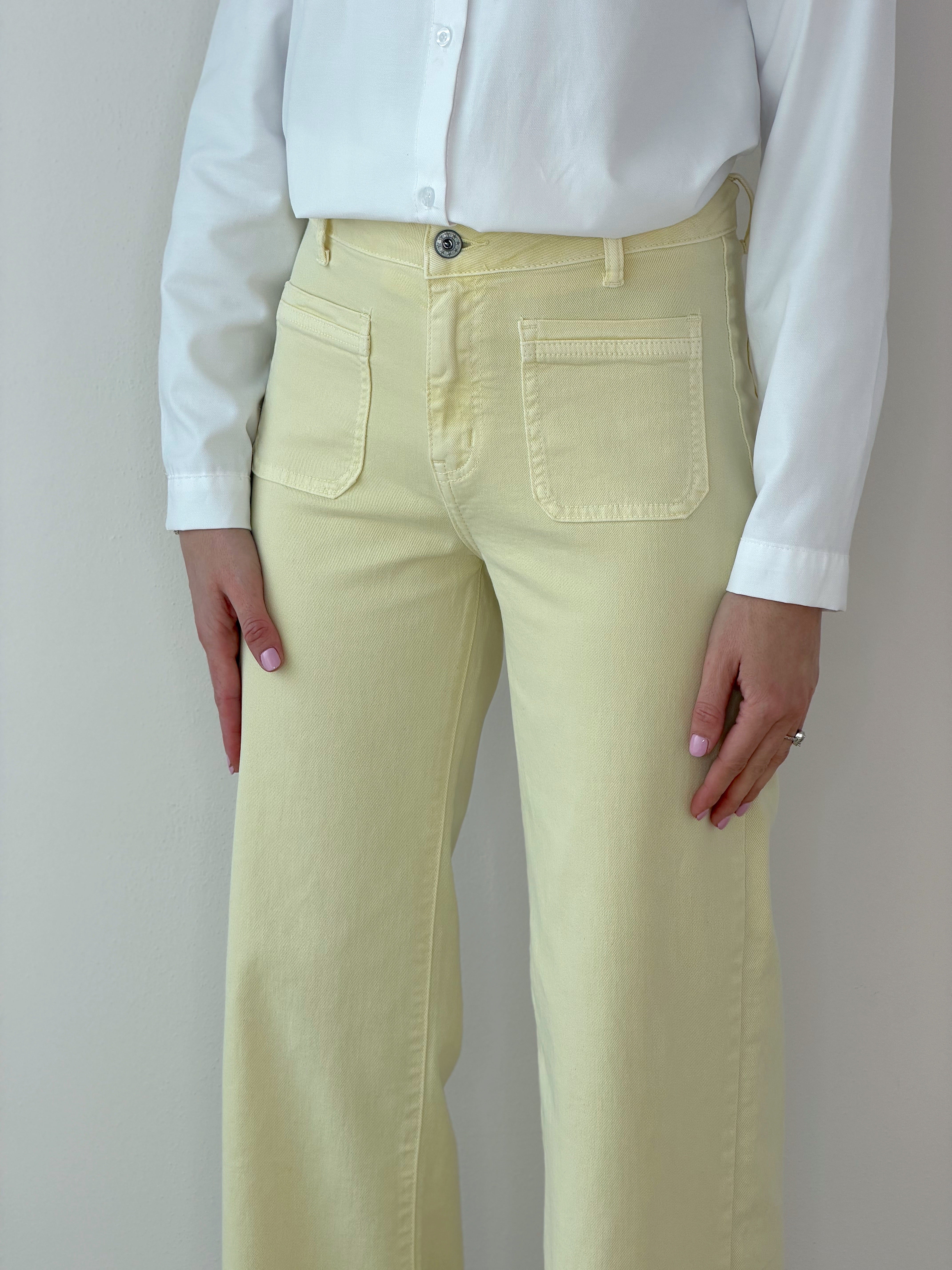 DENIM GIALLO CON TASCHINE