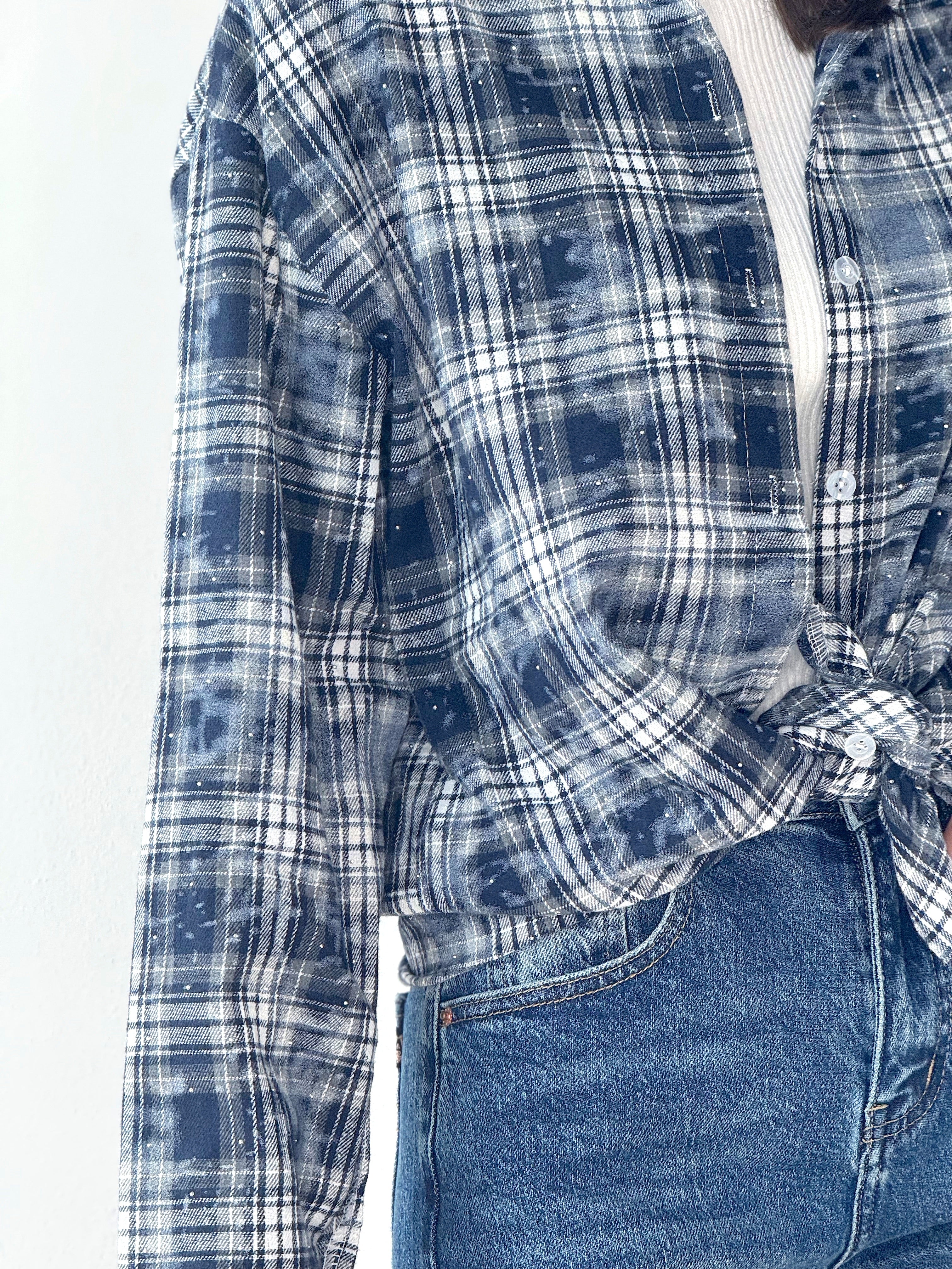 CAMICIA QUADRI CON STRASS