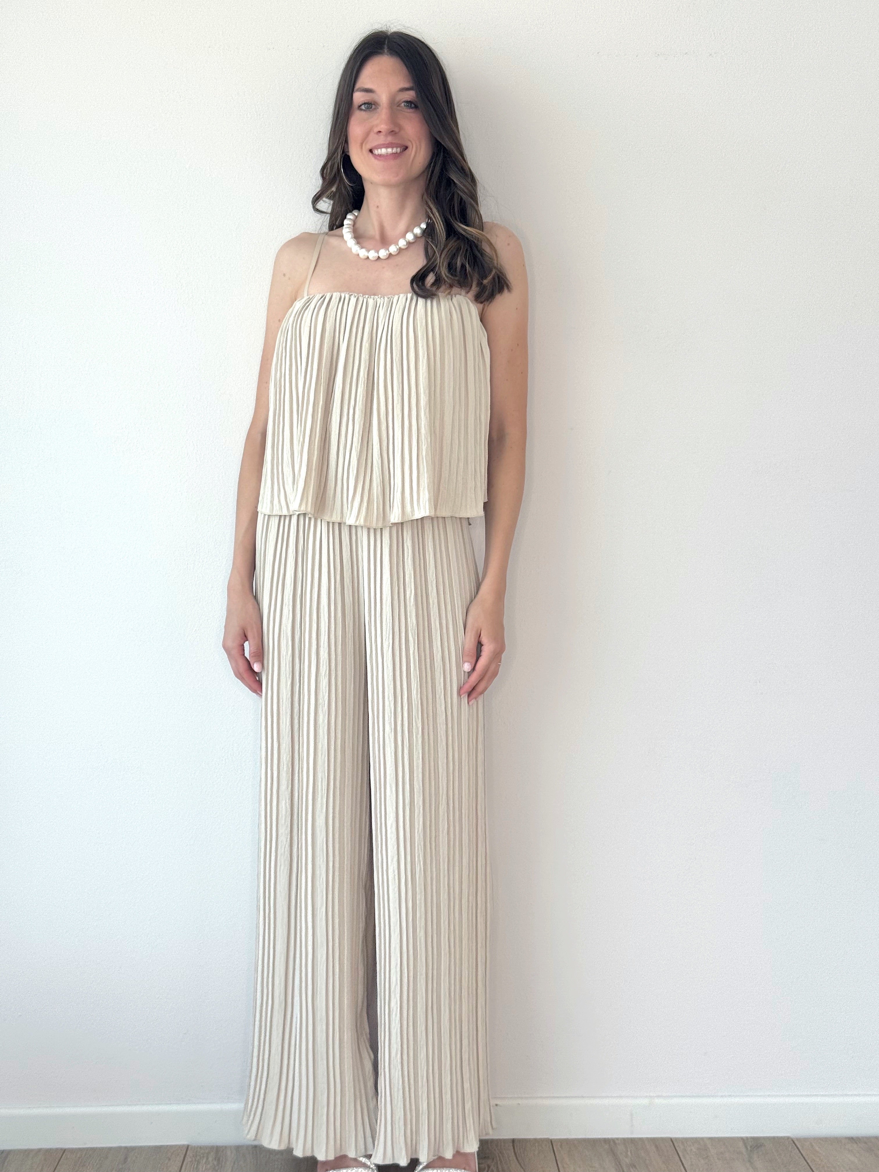 MAXI TUTA PLISSÈ BEIGE