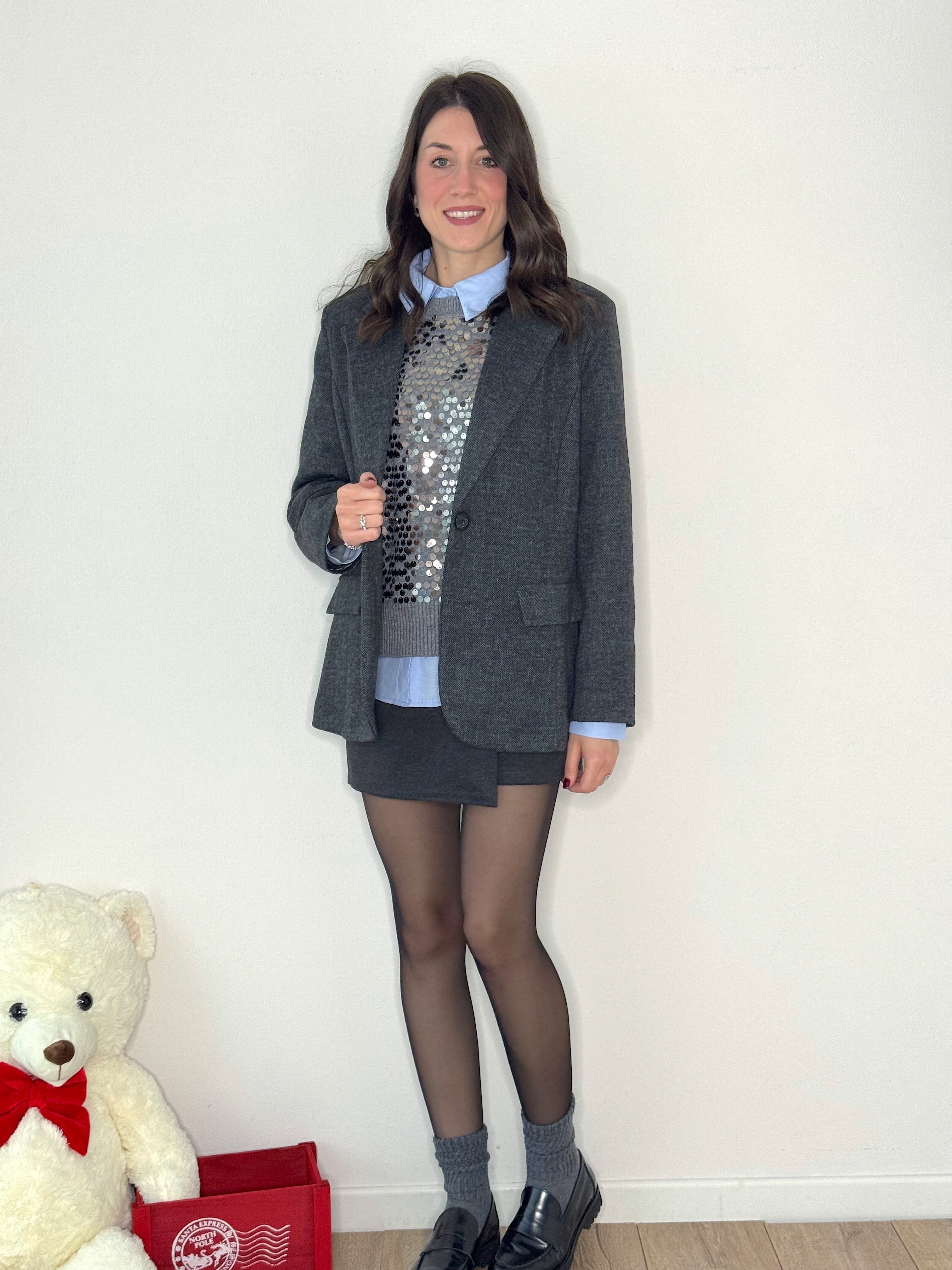 GIACCA GRIGIO ANTRACITE IN FLANELLA