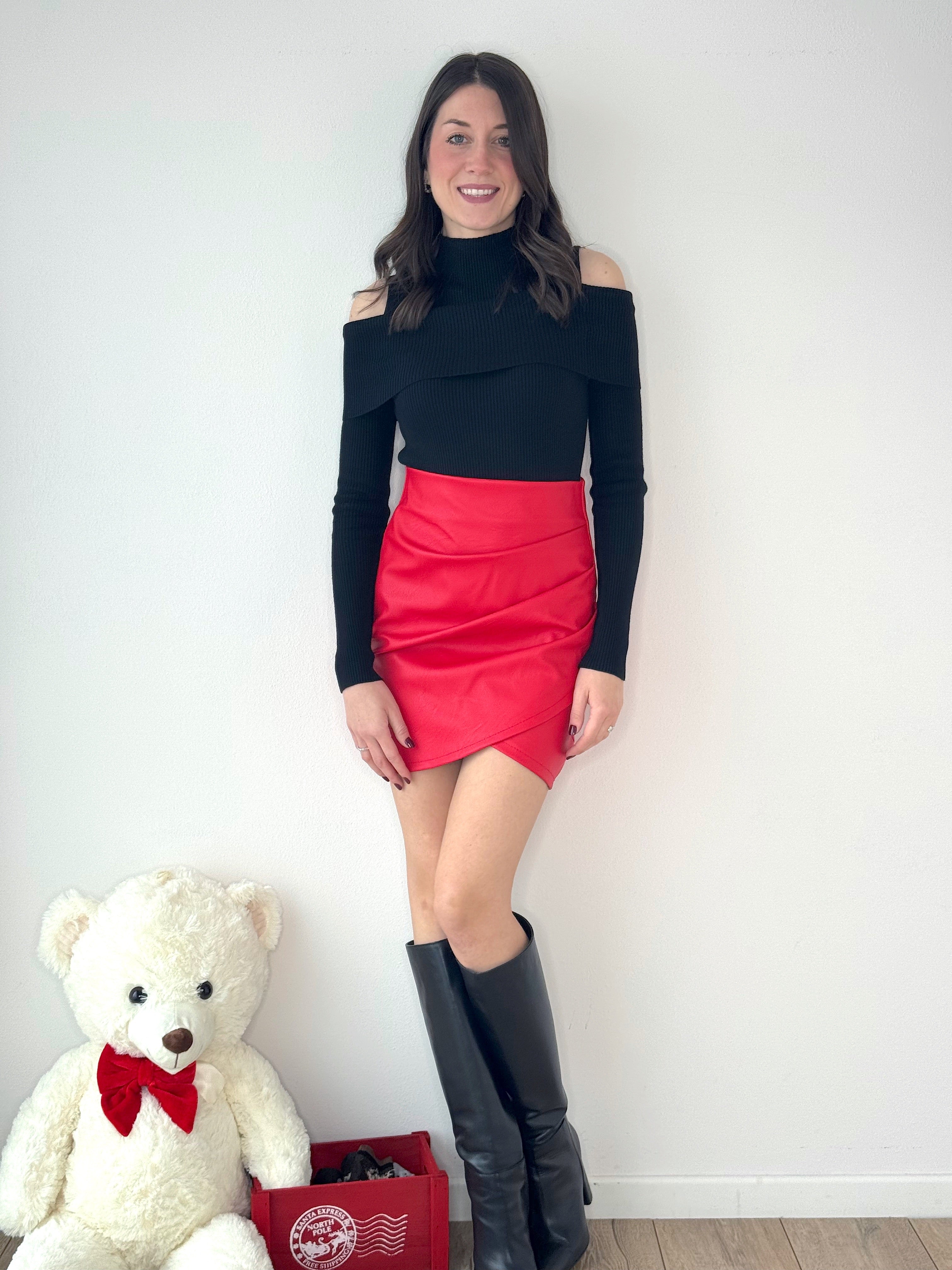 GONNA DRAPPEGGIATA IN ECOPELLE