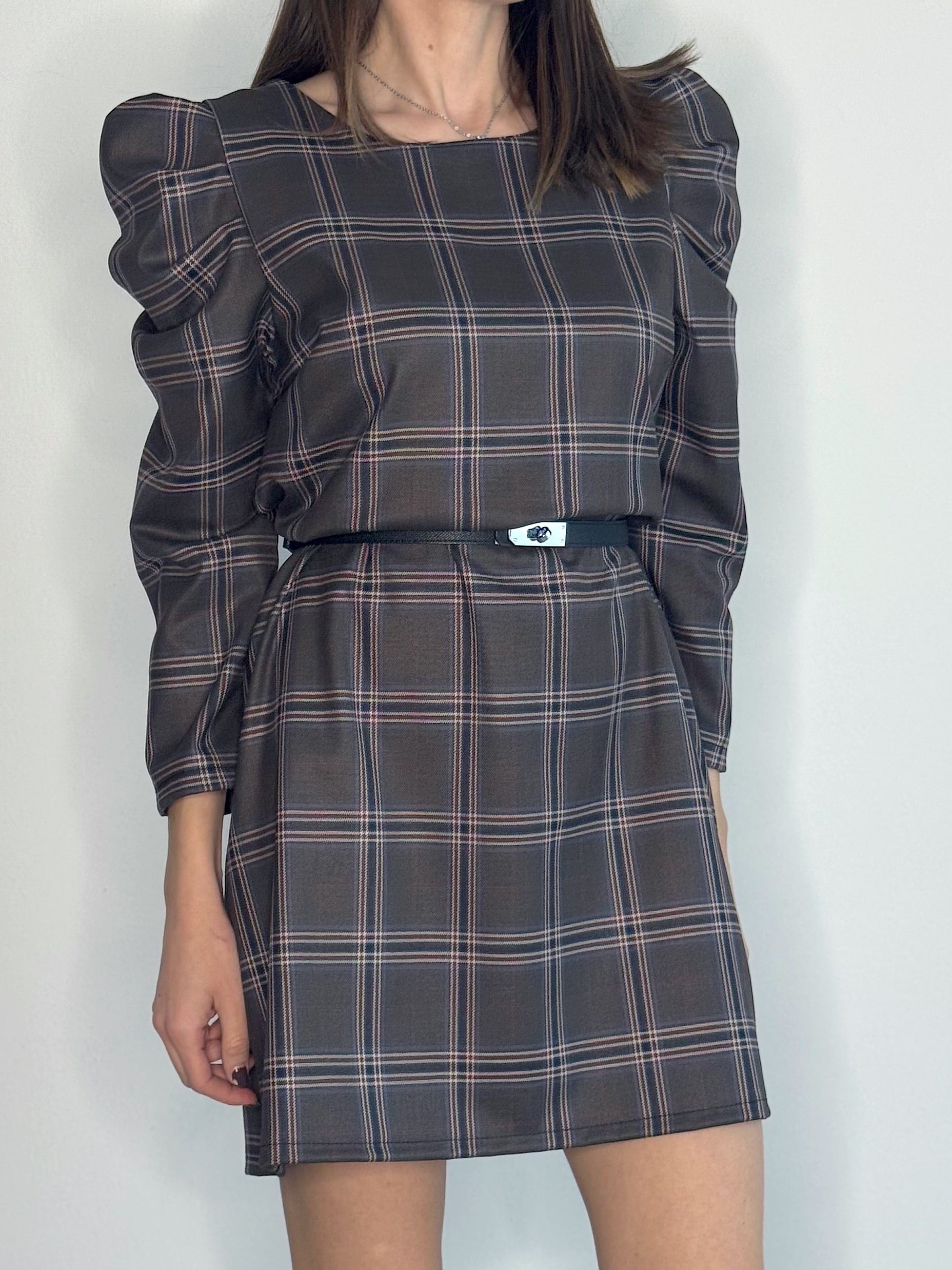 VESTITINO SCOZZESE CON MANICHE A SBUFFO