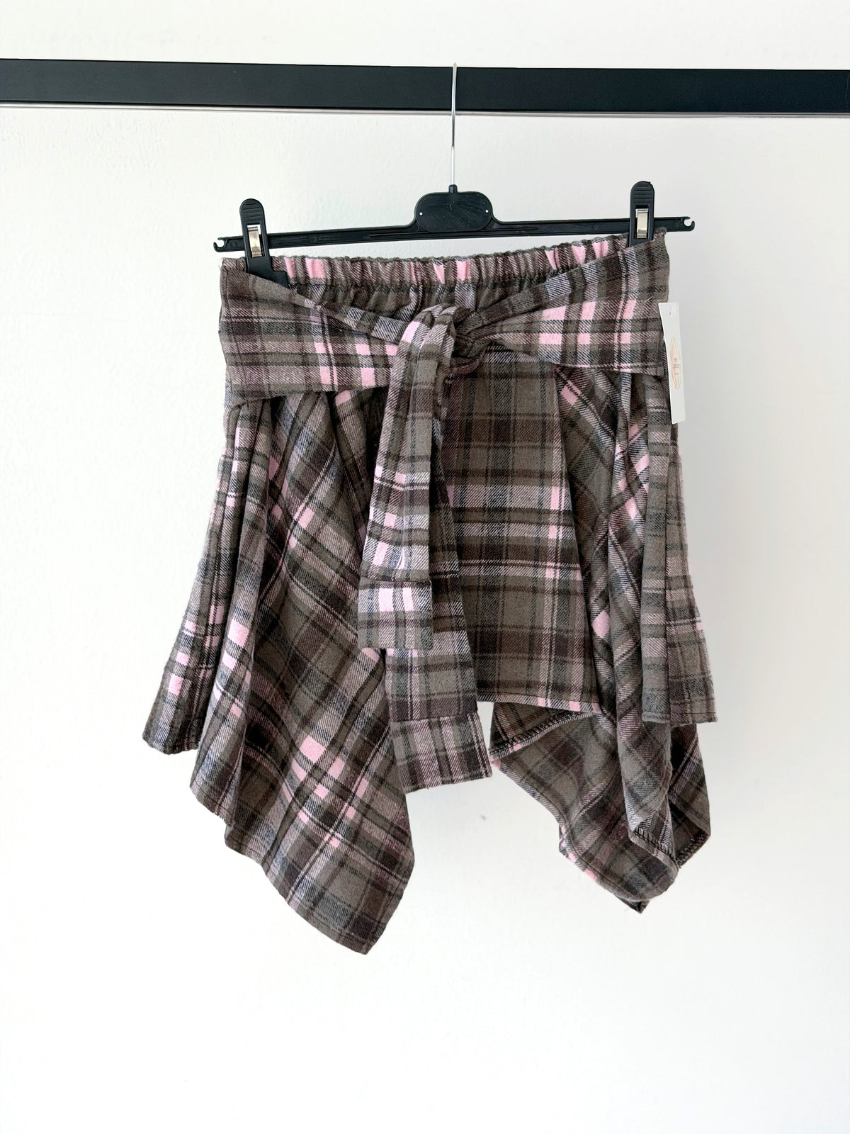 GONNA PANTALONCINO ASIMETRICA IN FLANELLA