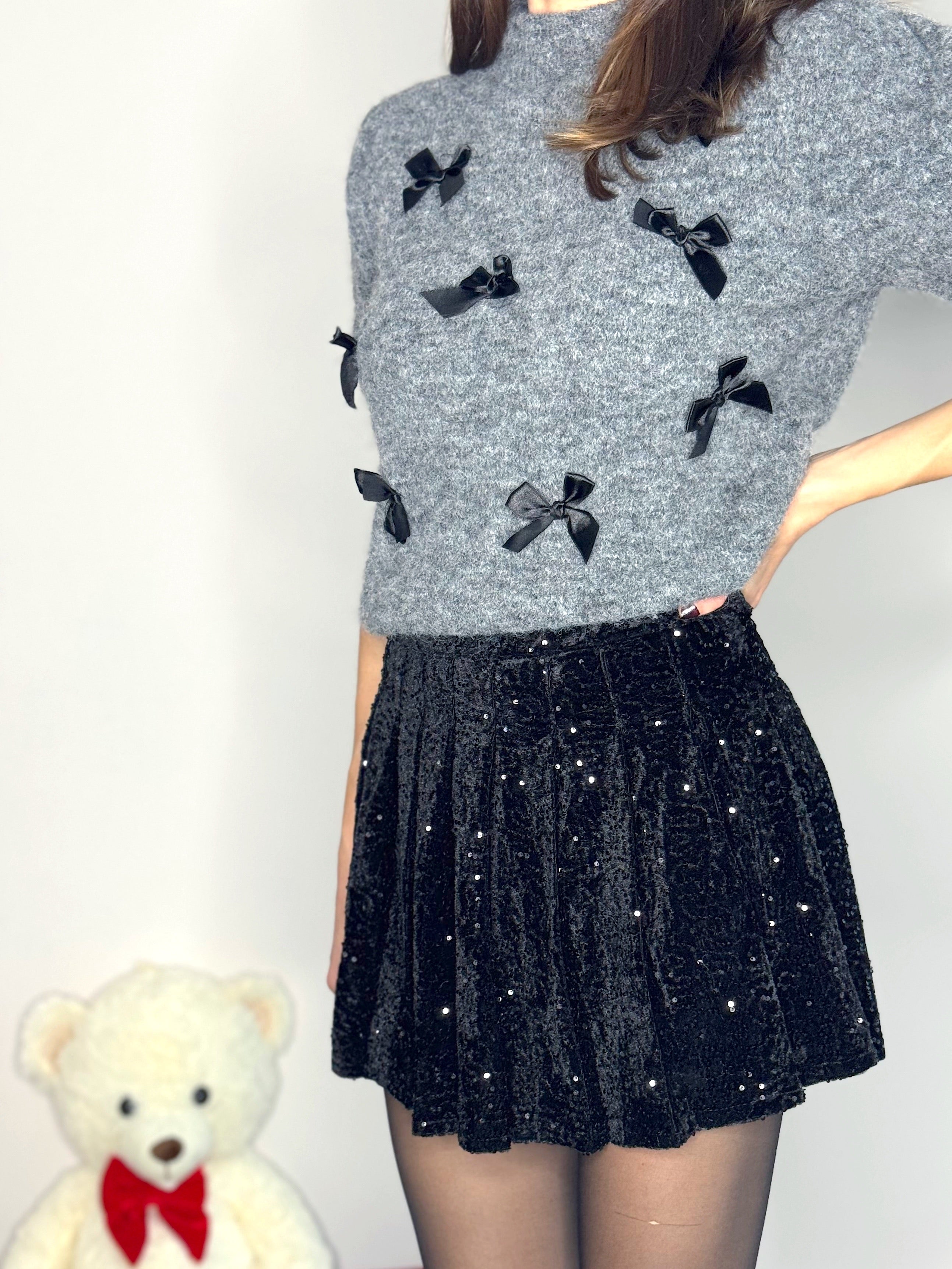 GONNA PANTALONCINO IN CINIGLIA CON PAILETTES