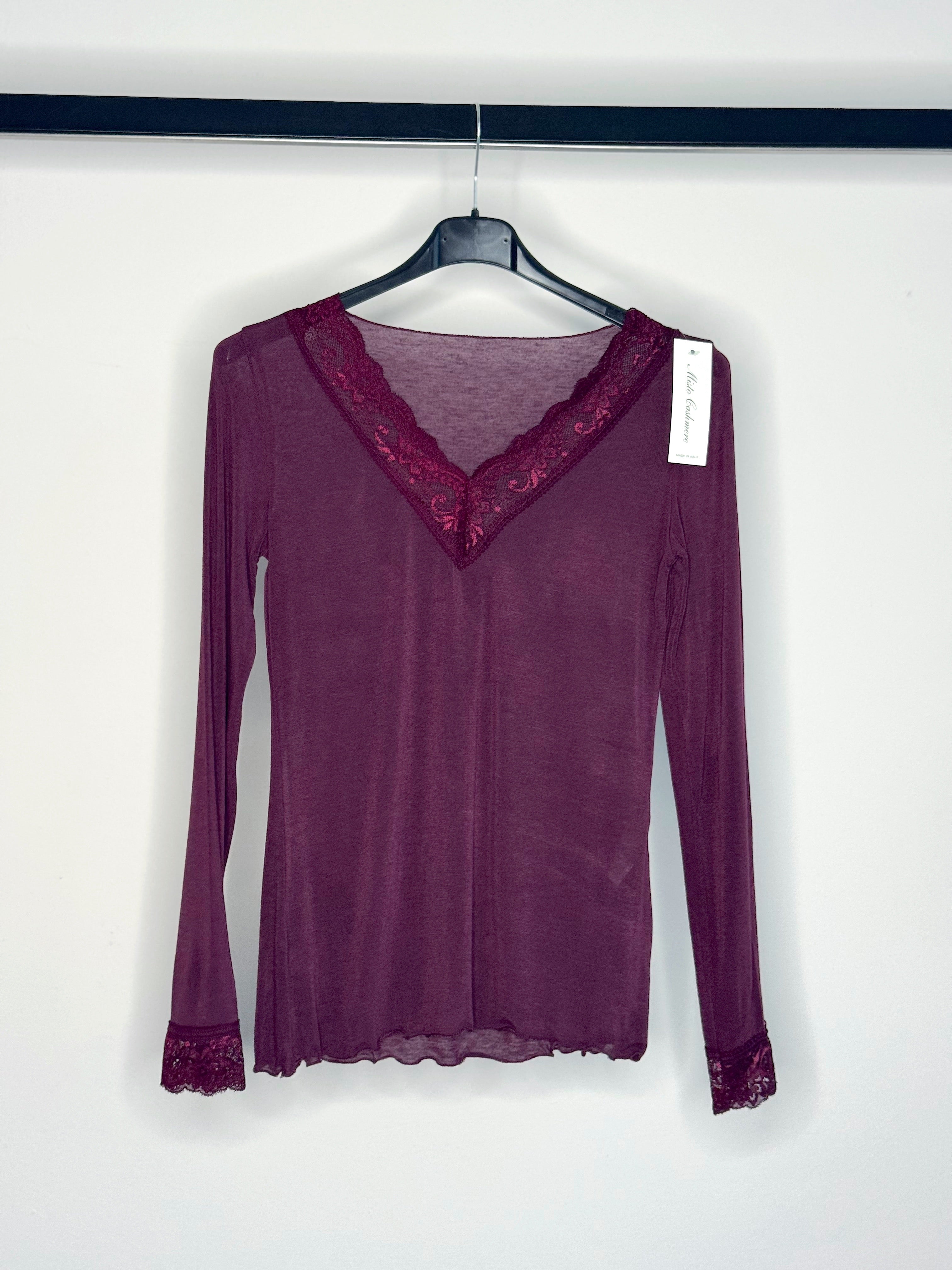 MAGLIONCINO MISTO CASHMERE CON PIZZO