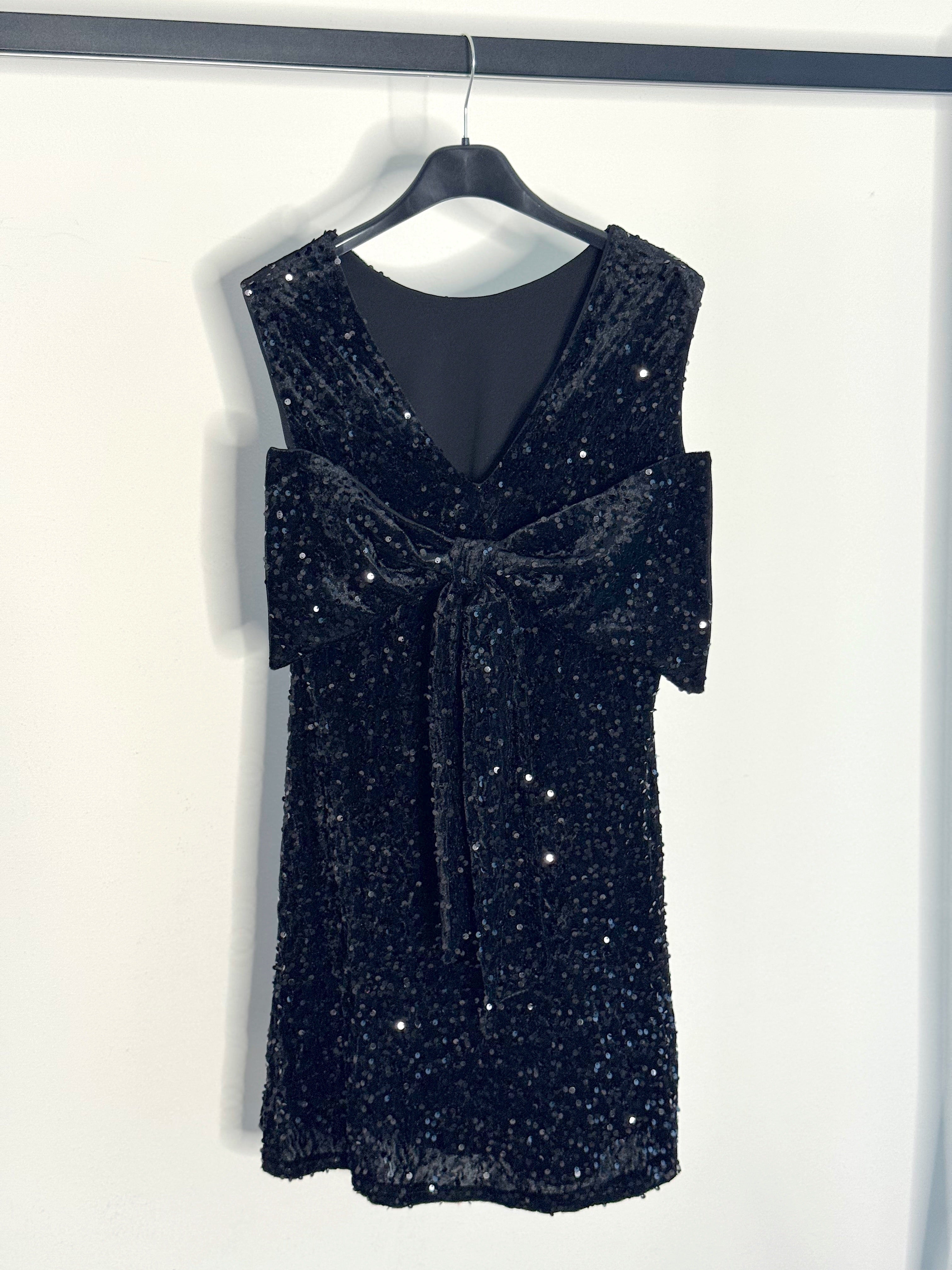 VESTITINO DIANA CON FIOCCO IN CINIGLIA E PAILETTES