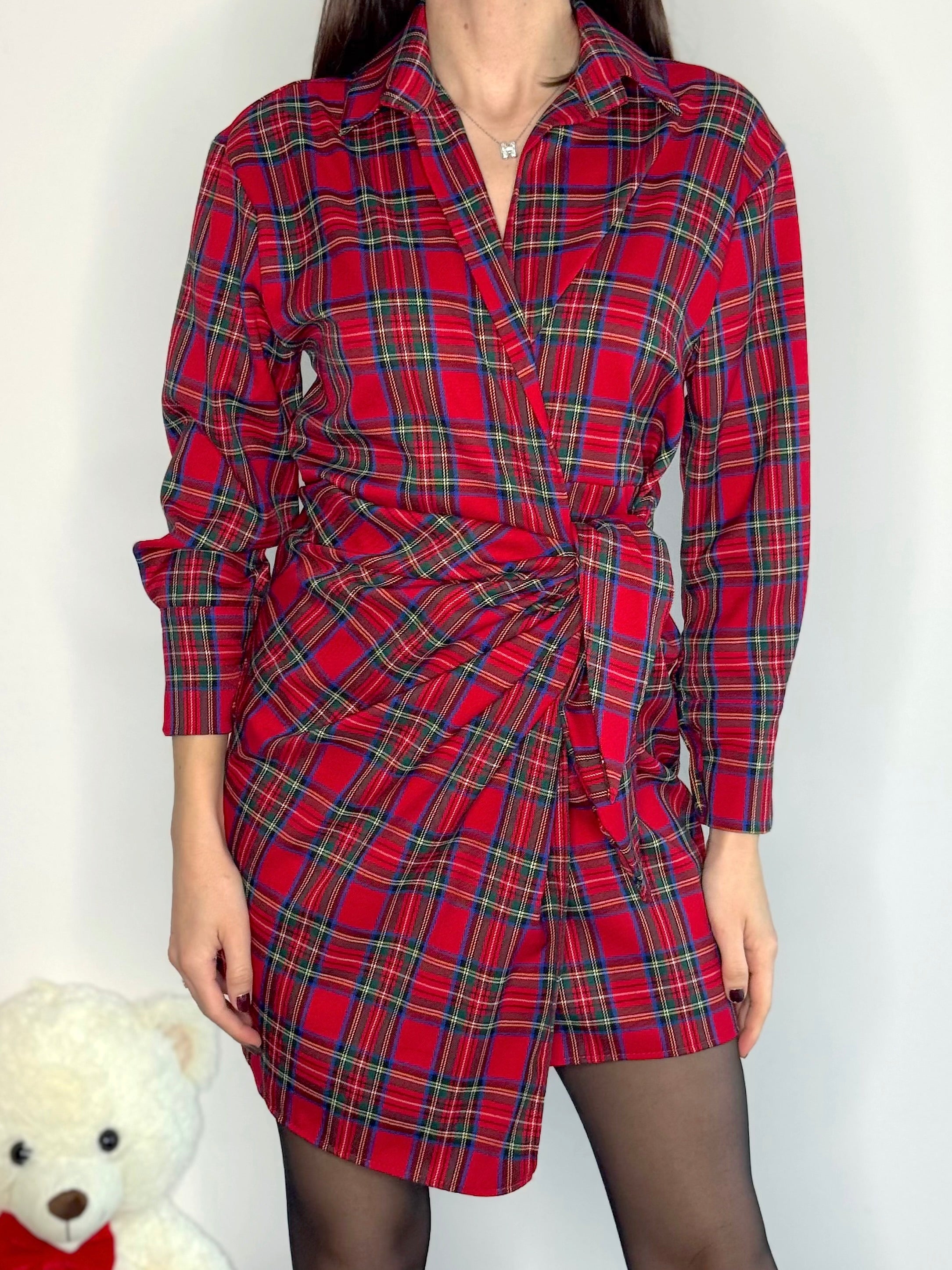 VESTITINO TARTAN A PORTAFOGLIO