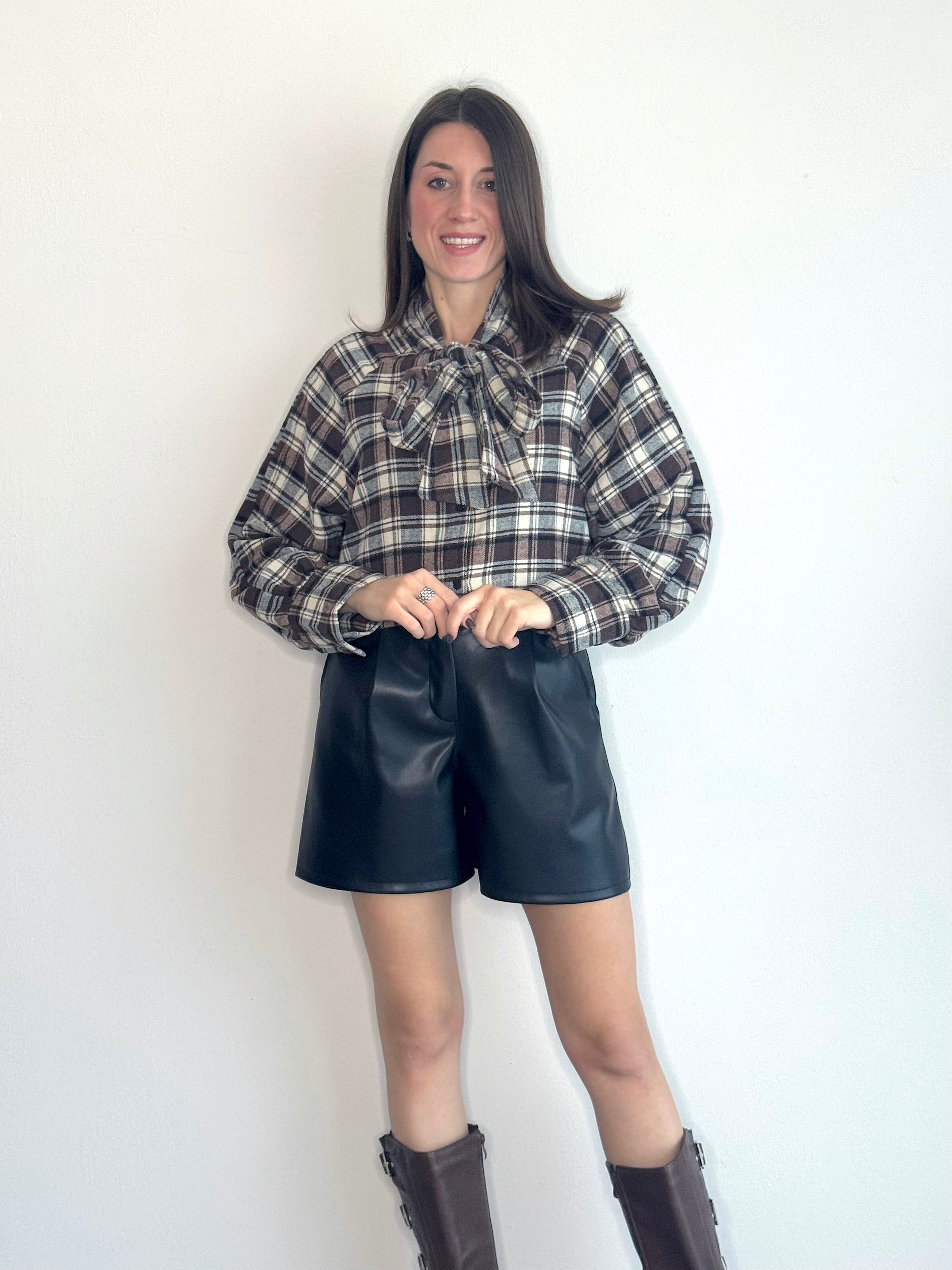 CAMICIA WOOD FLANELLA CON FIOCCO