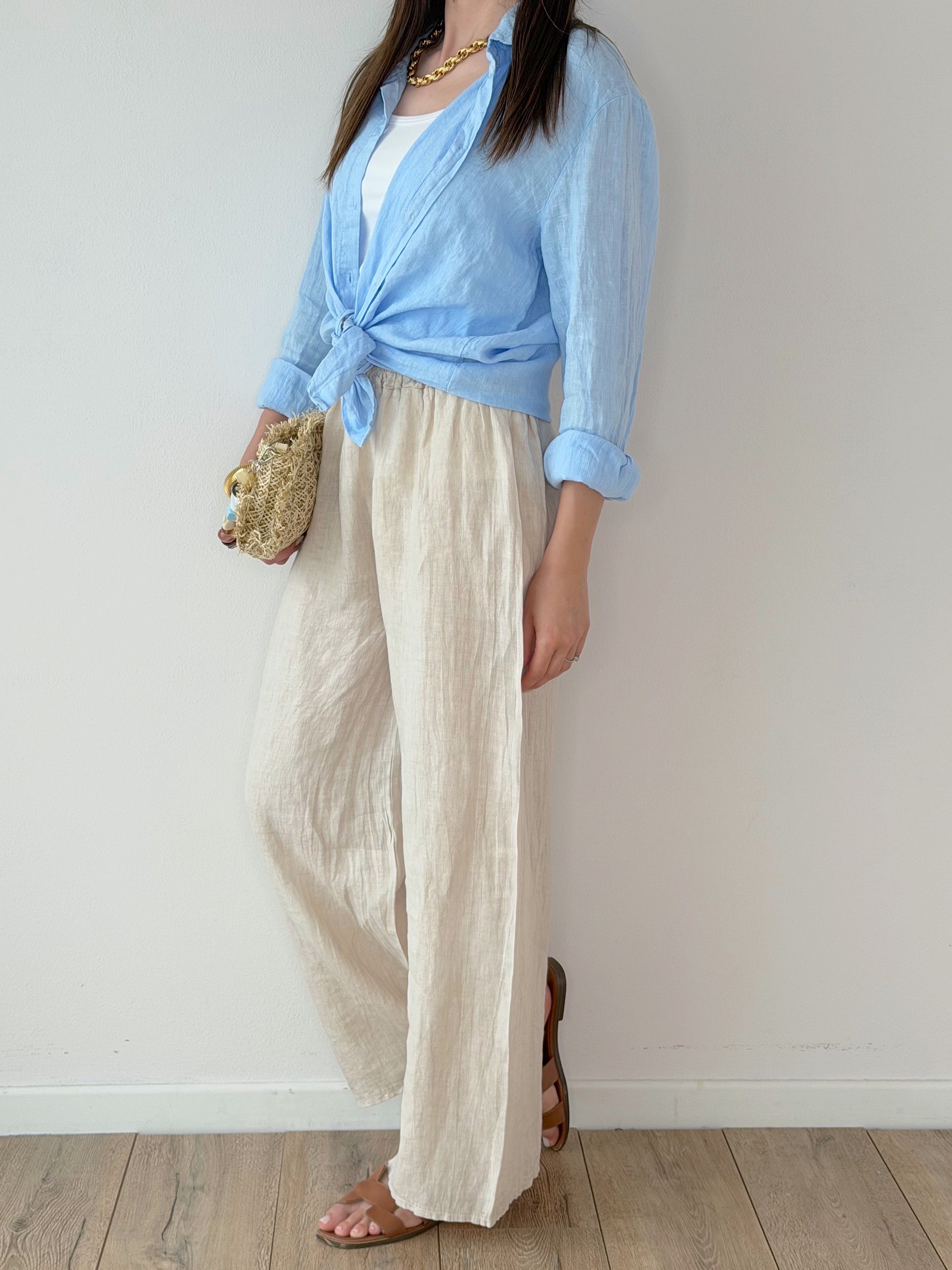 PANTALONE PALAZZO 100% LINO