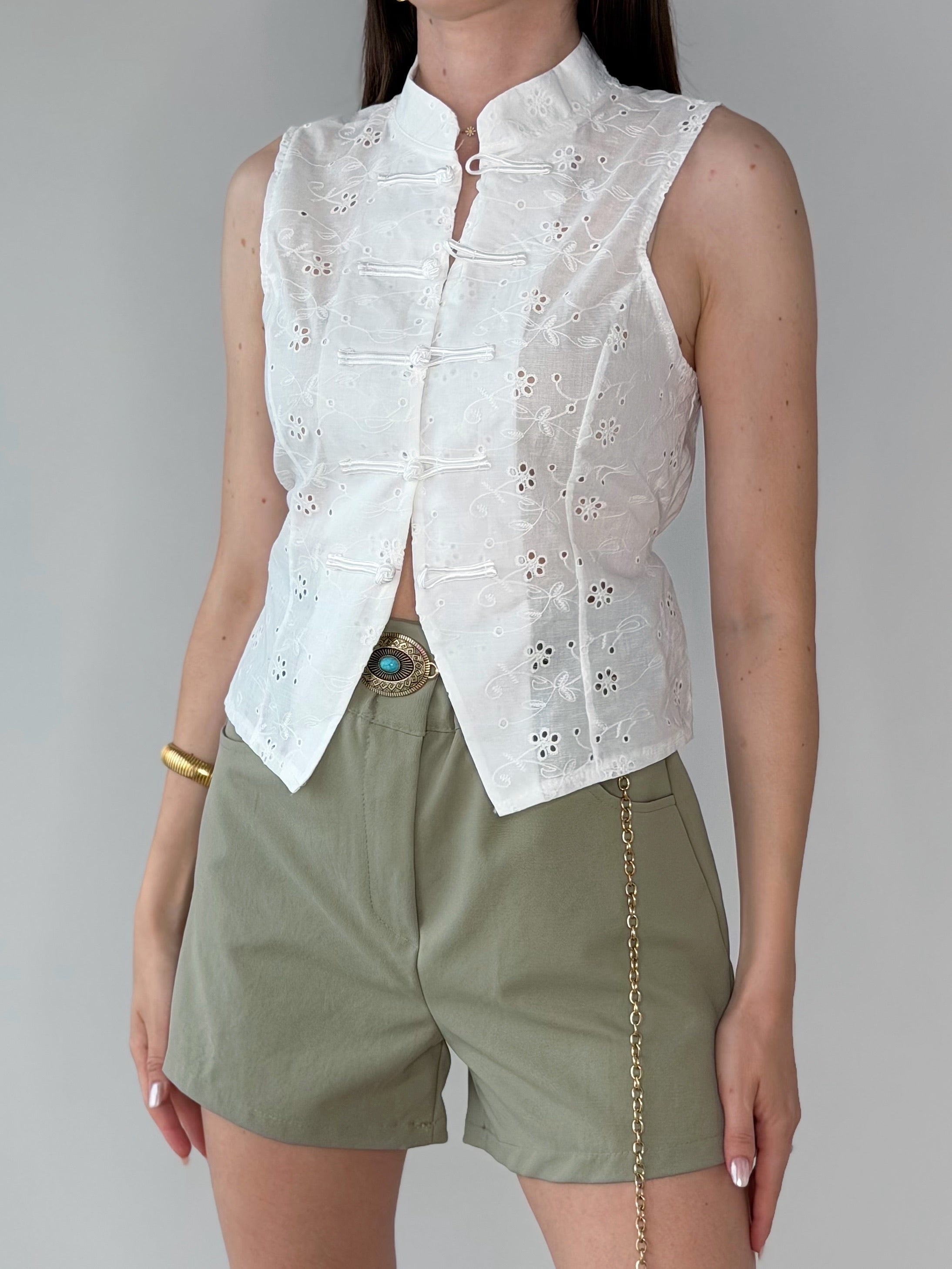 SHORTS VERDE MILITARE ELASTICIZZATO IN VITA