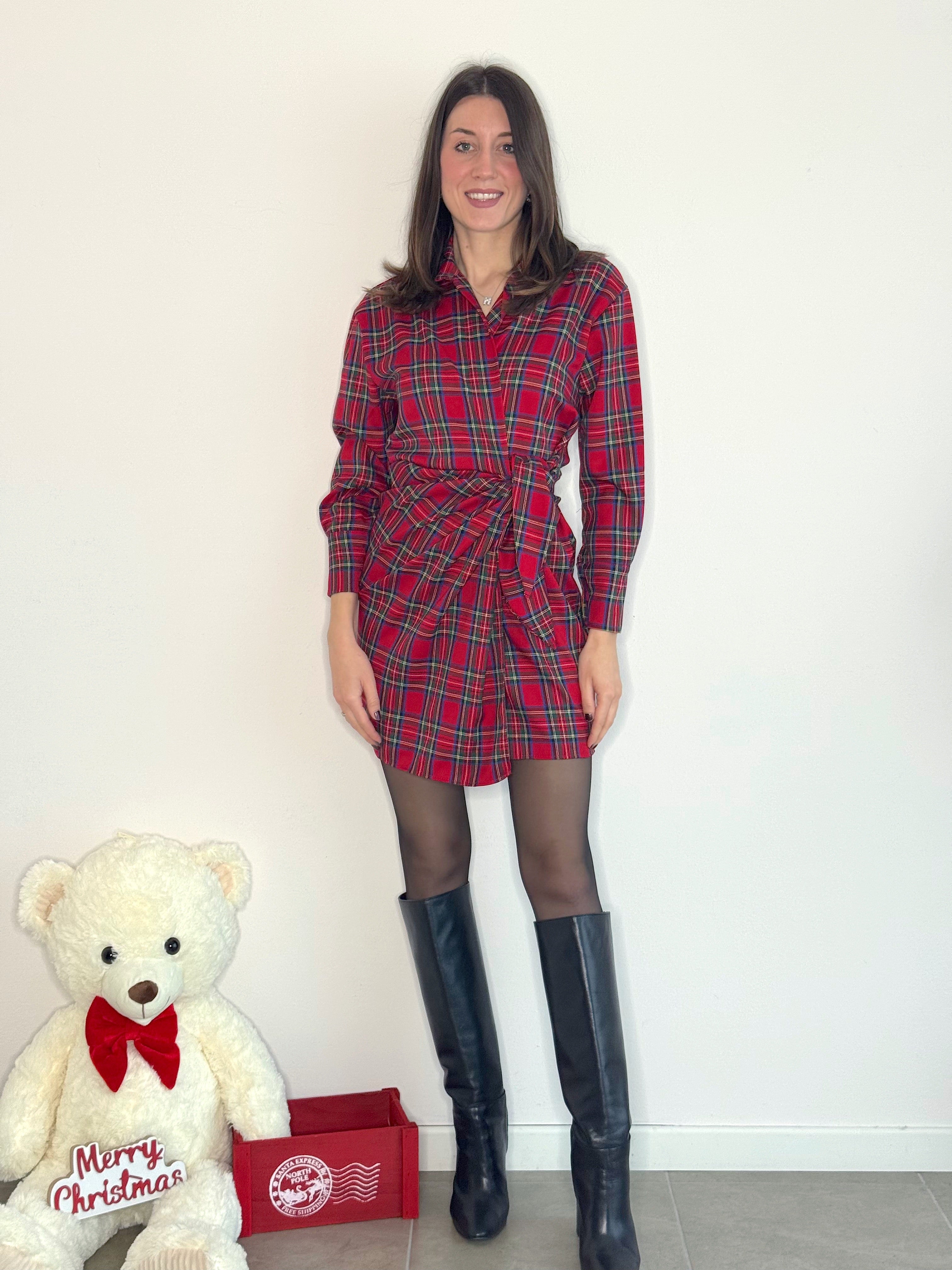 VESTITINO TARTAN A PORTAFOGLIO