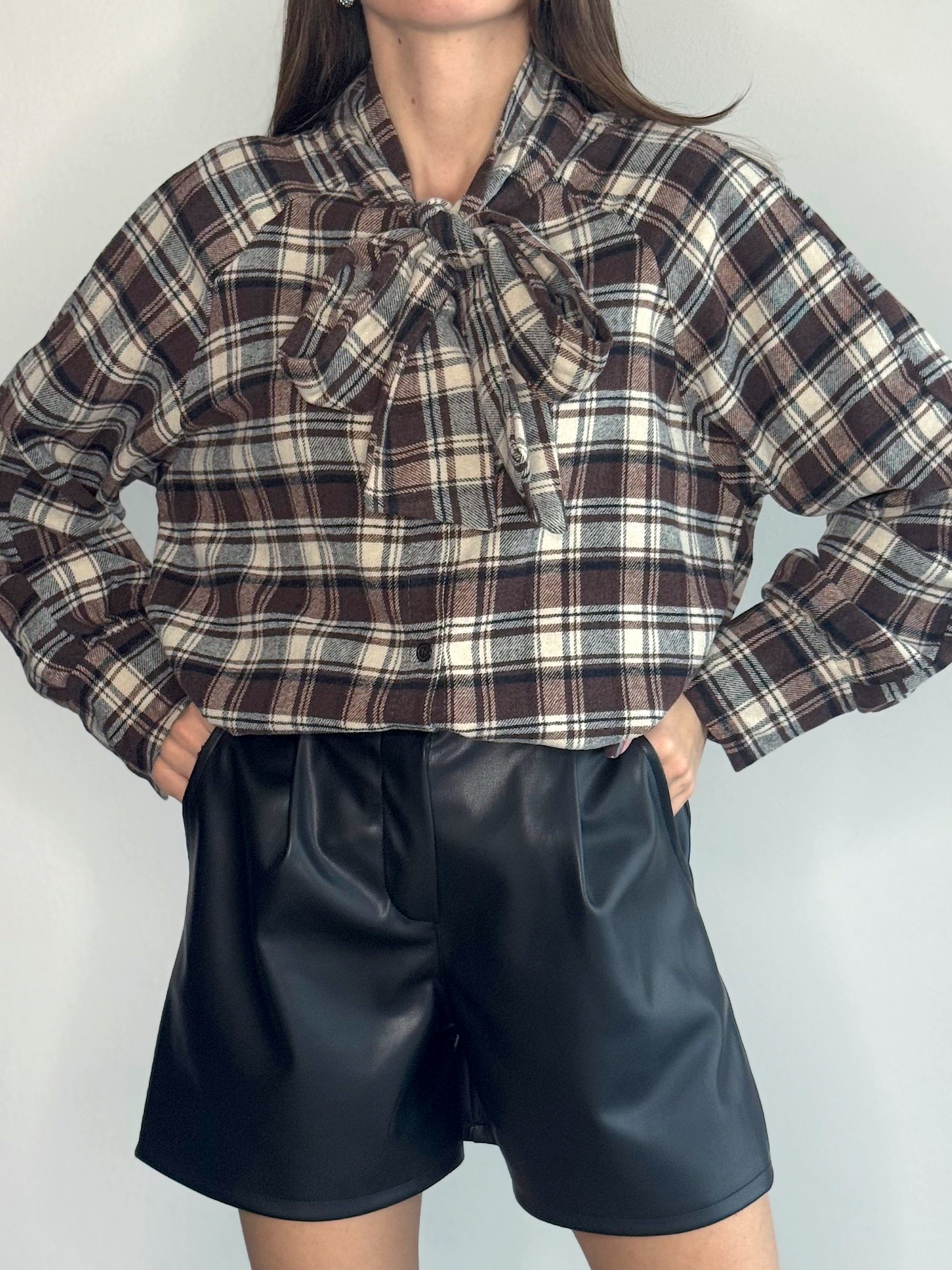 CAMICIA WOOD FLANELLA CON FIOCCO