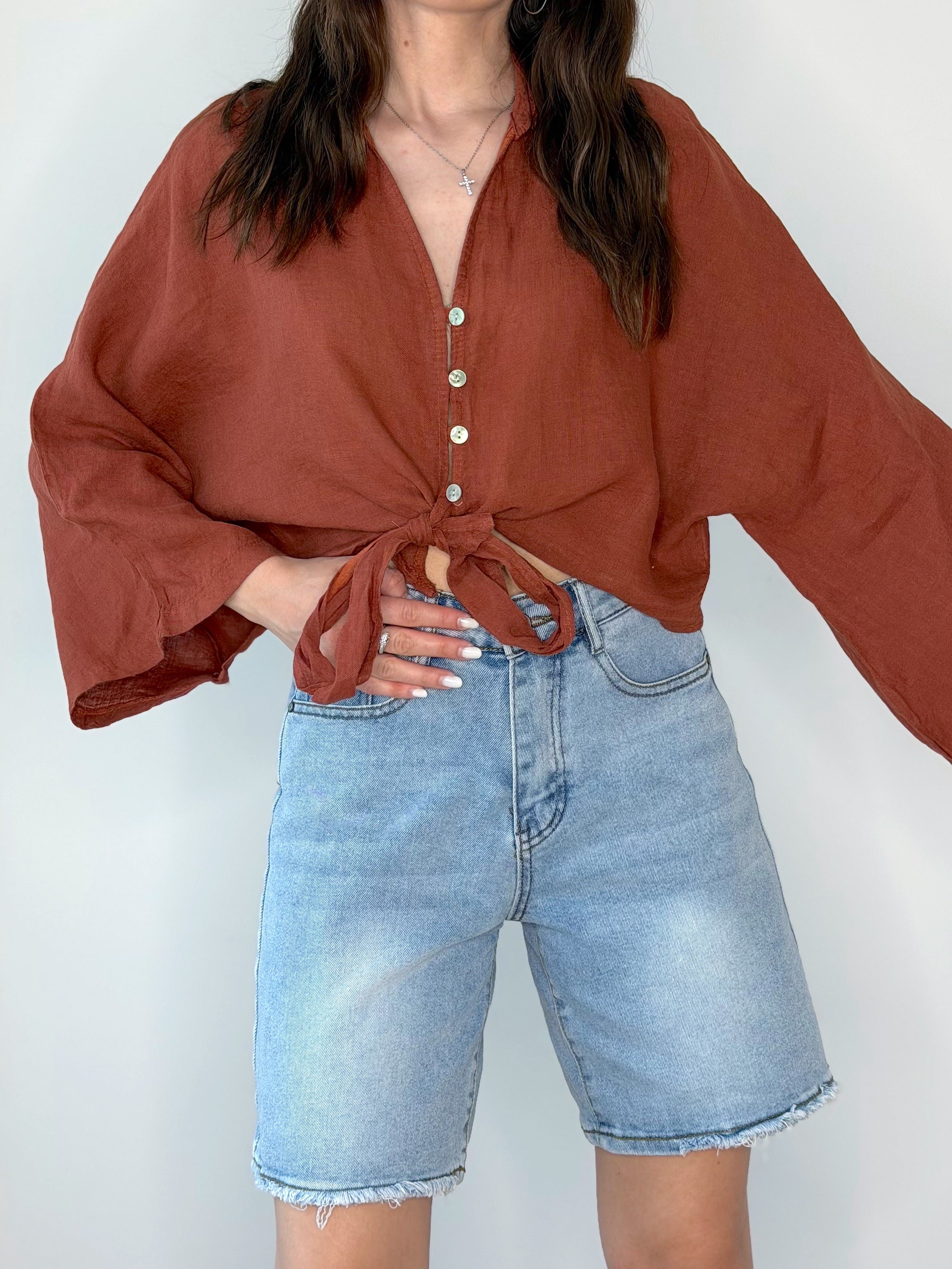 CAMICIA 100% LINO CON NODO