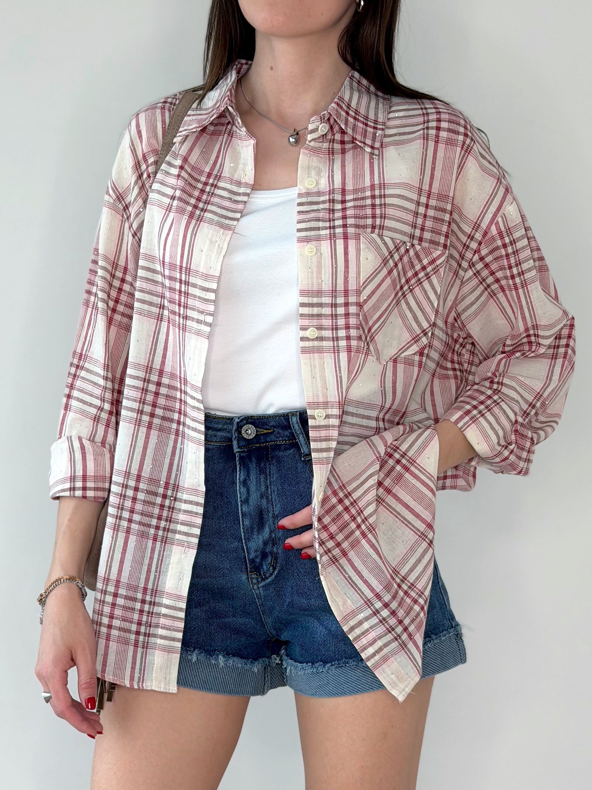 CAMICIA WOOD CON STRASS