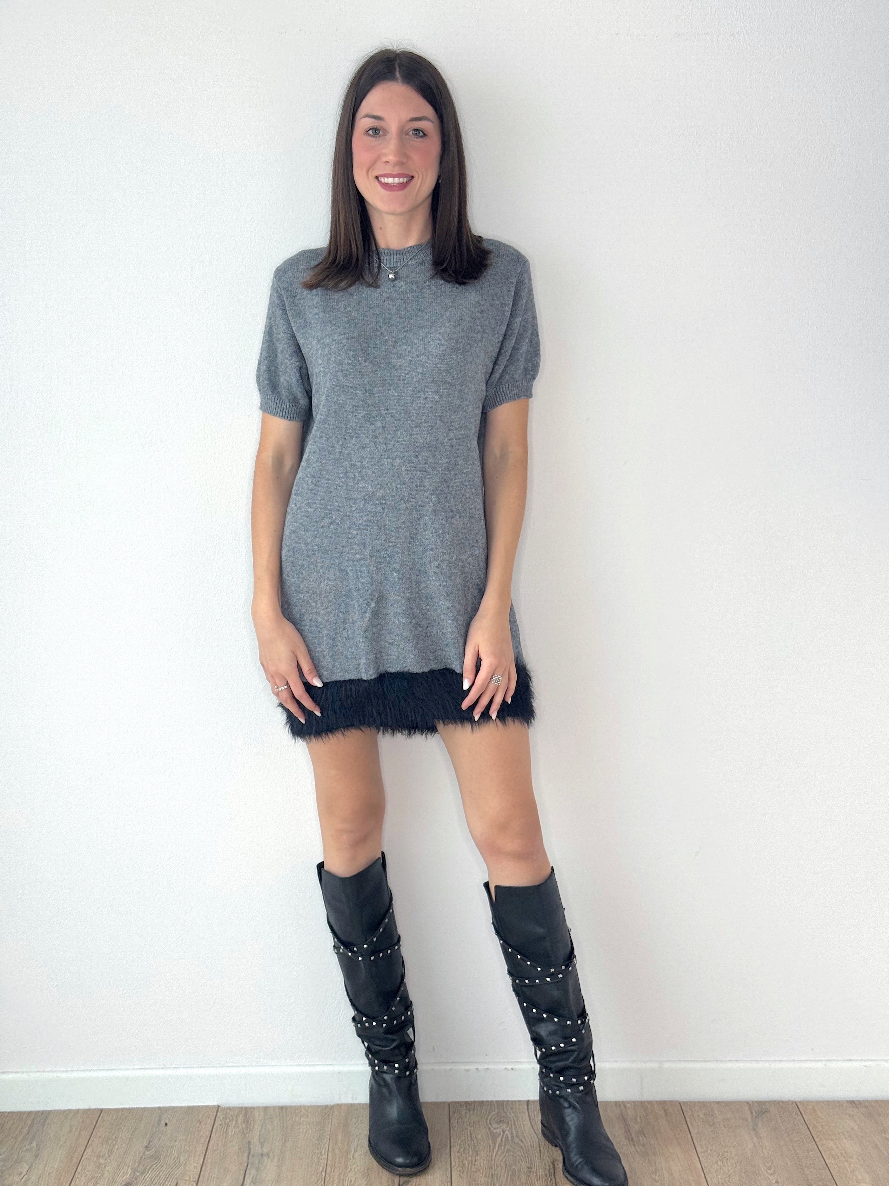VESTITO DETTAGLI ECOPELLICCIA