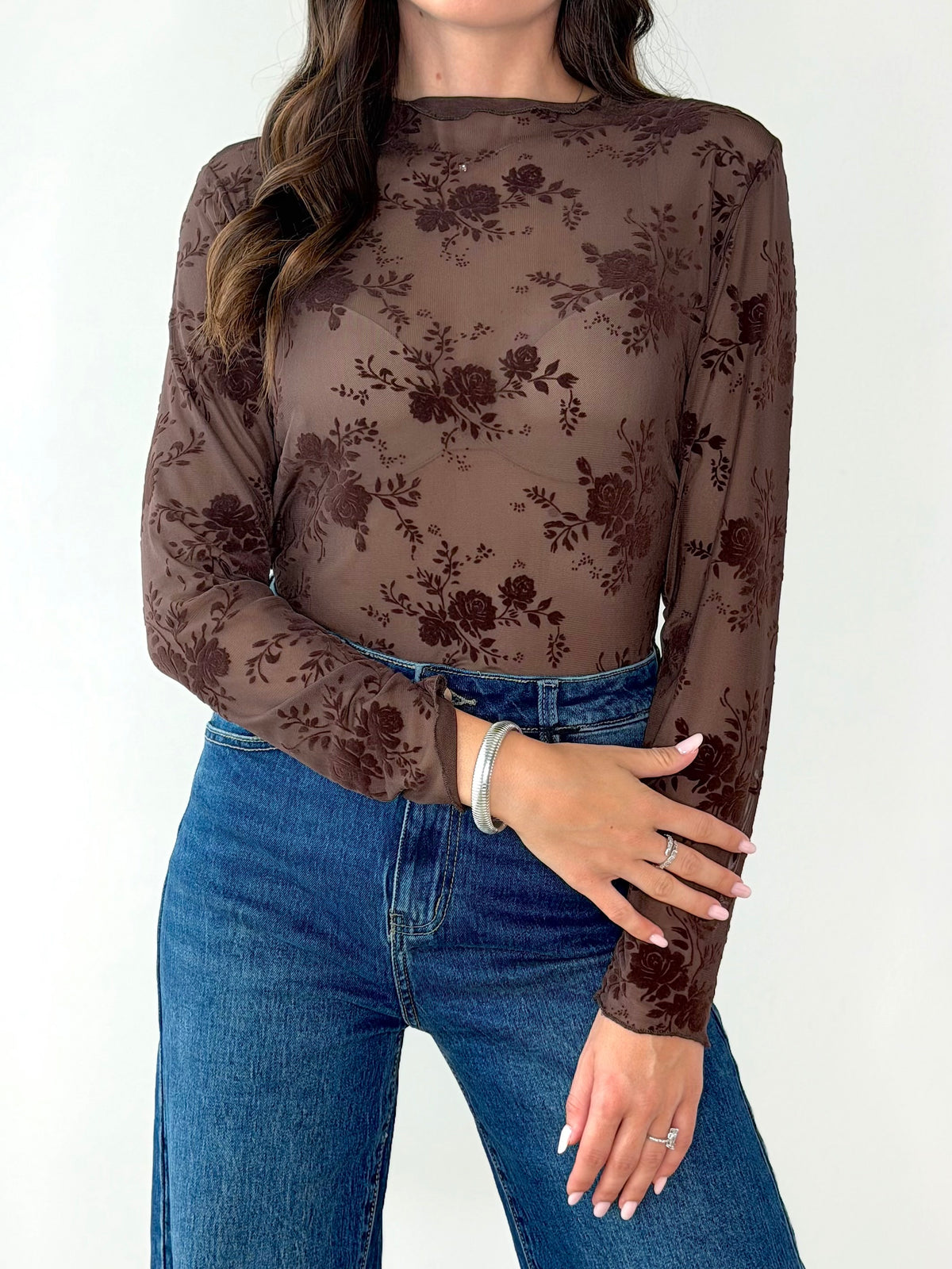 MAGLIA SEMI TRASPARENTE FLOREALE