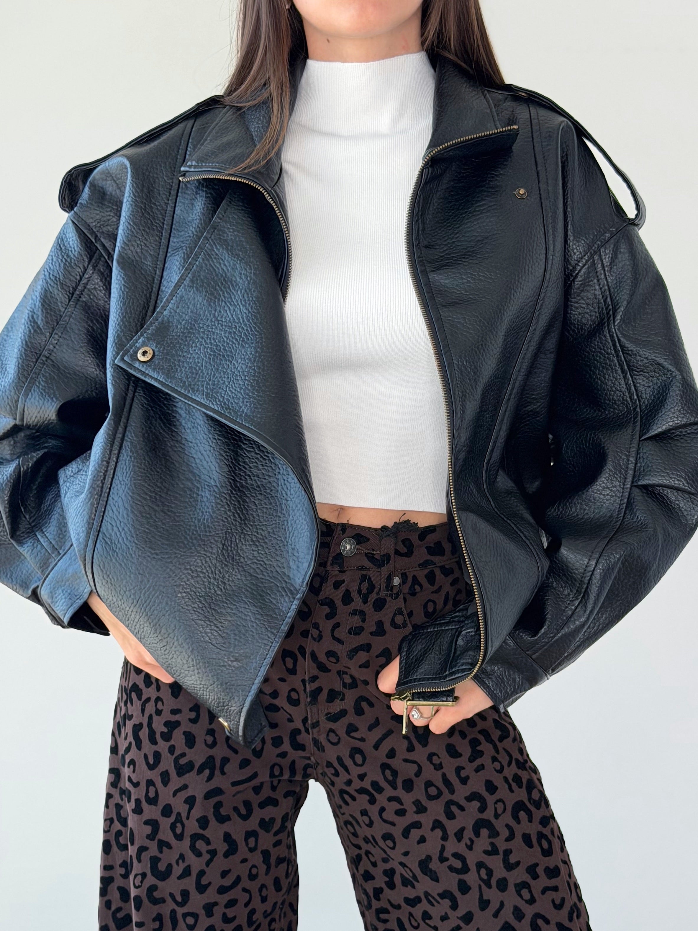 BOMBER ECOPELLE MARTELLATA CON COLLO ALTO ( PREMIUM QUALITY )