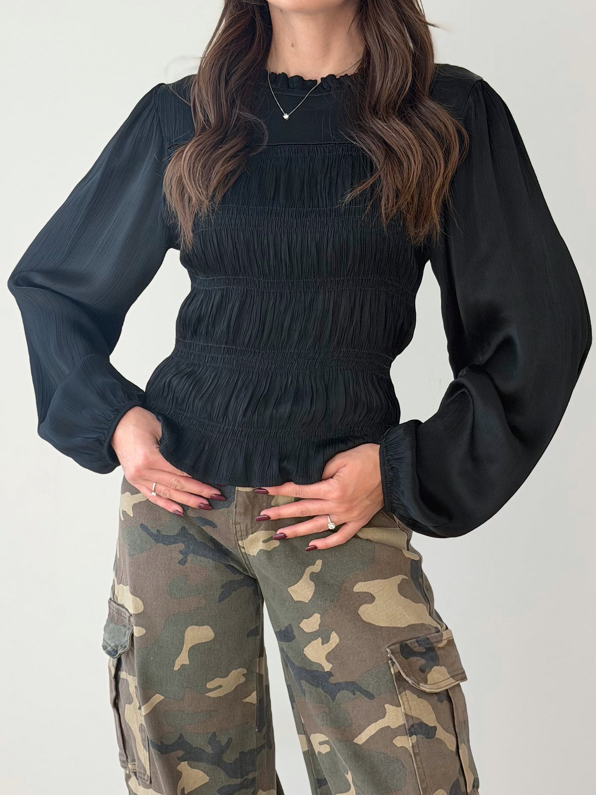 BLUSA IN RASO DRAPPEGGIATA