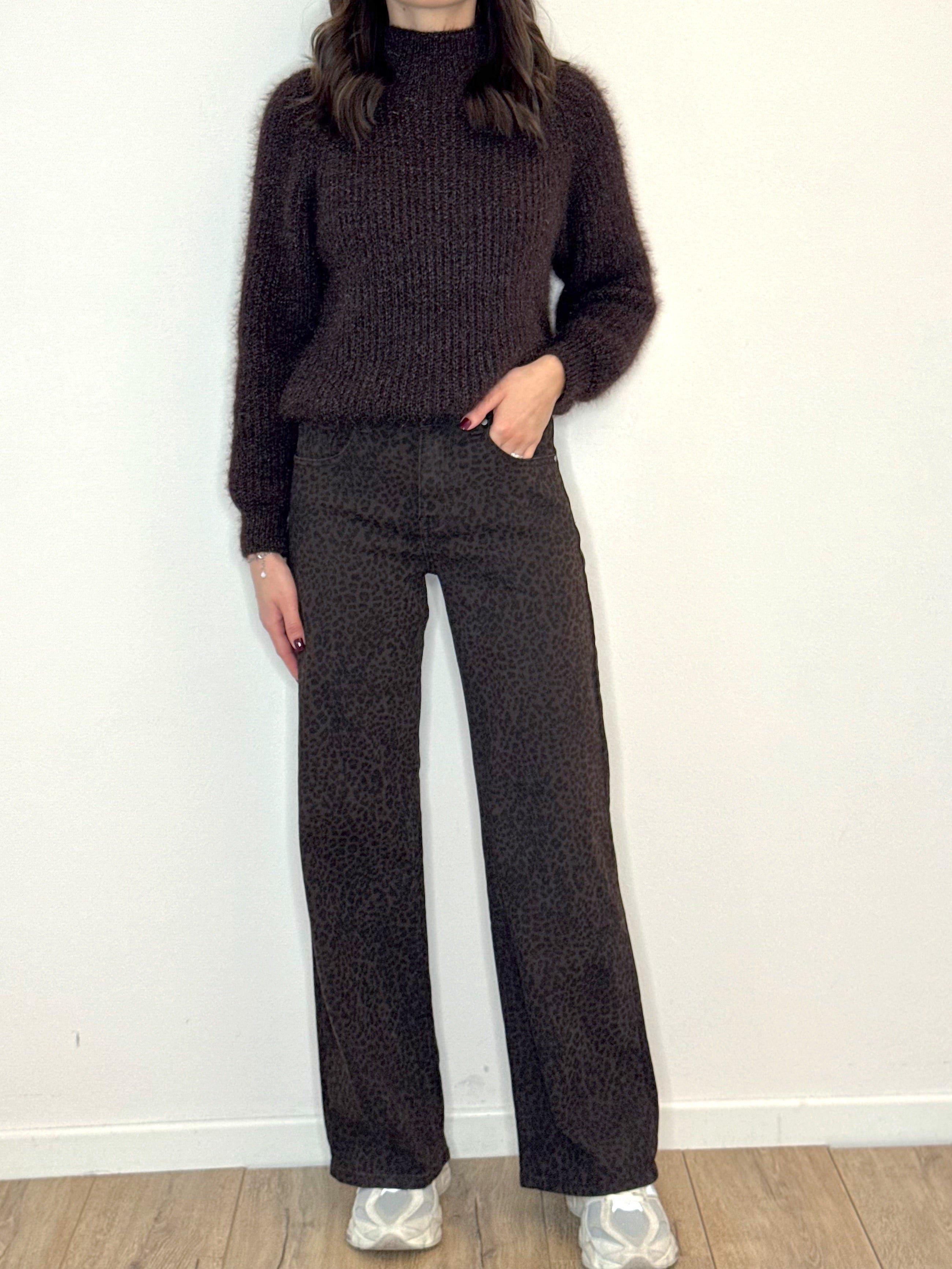 DENIM STRAIGHT CHOCOLATE ANIMALIER