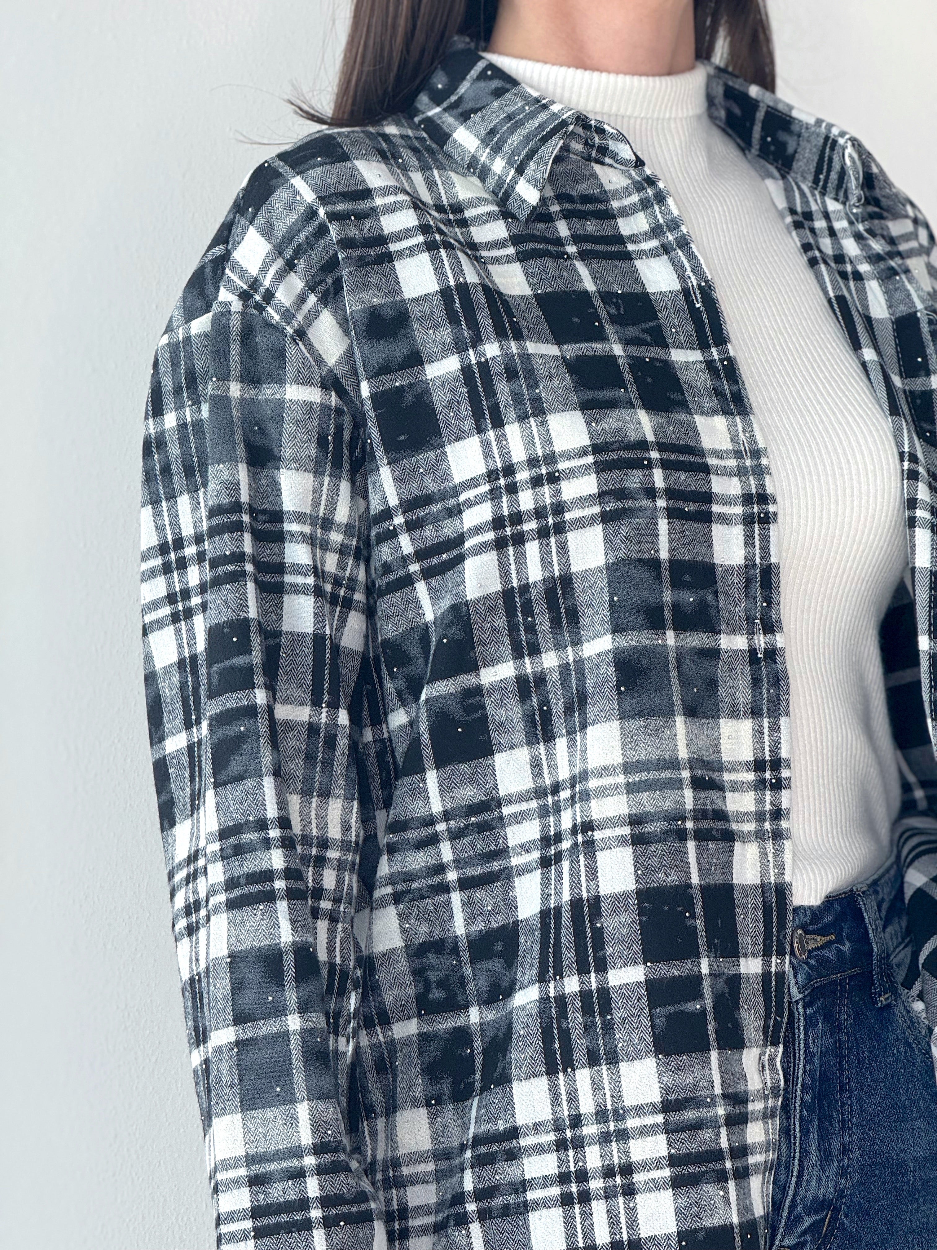 CAMICIA QUADRI CON STRASS