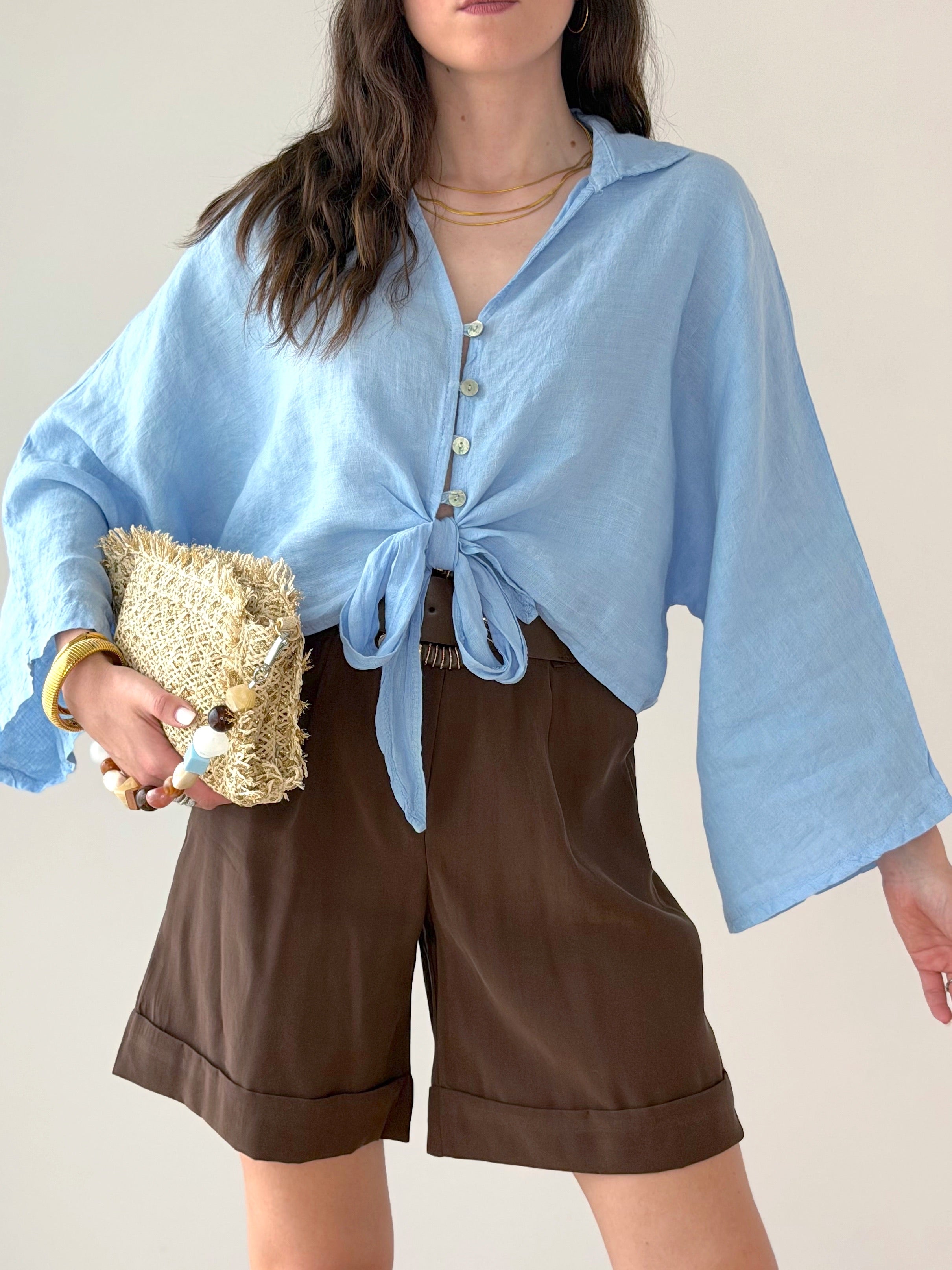 CAMICIA 100% LINO CON NODO