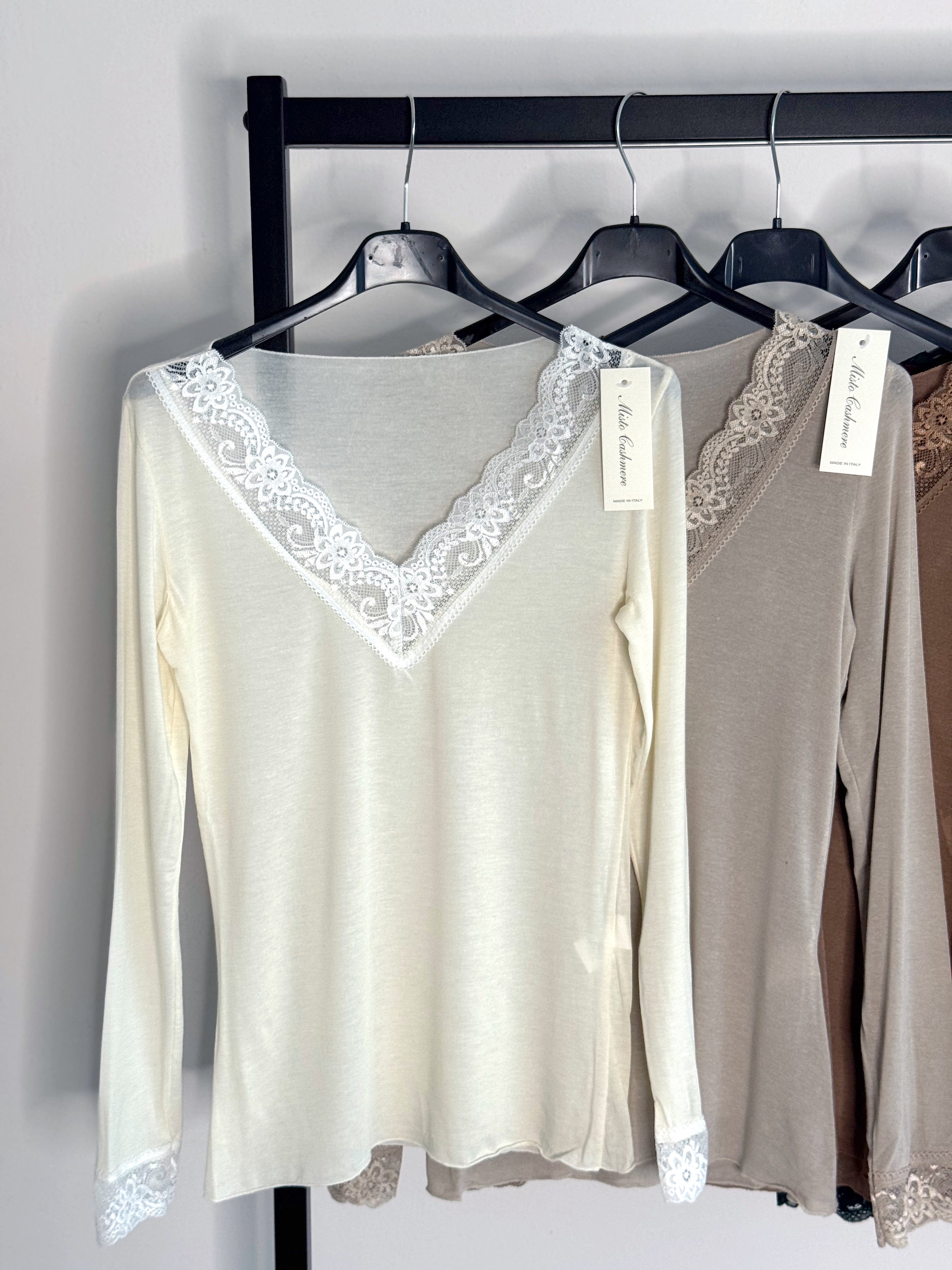 MAGLIONCINO MISTO CASHMERE CON PIZZO