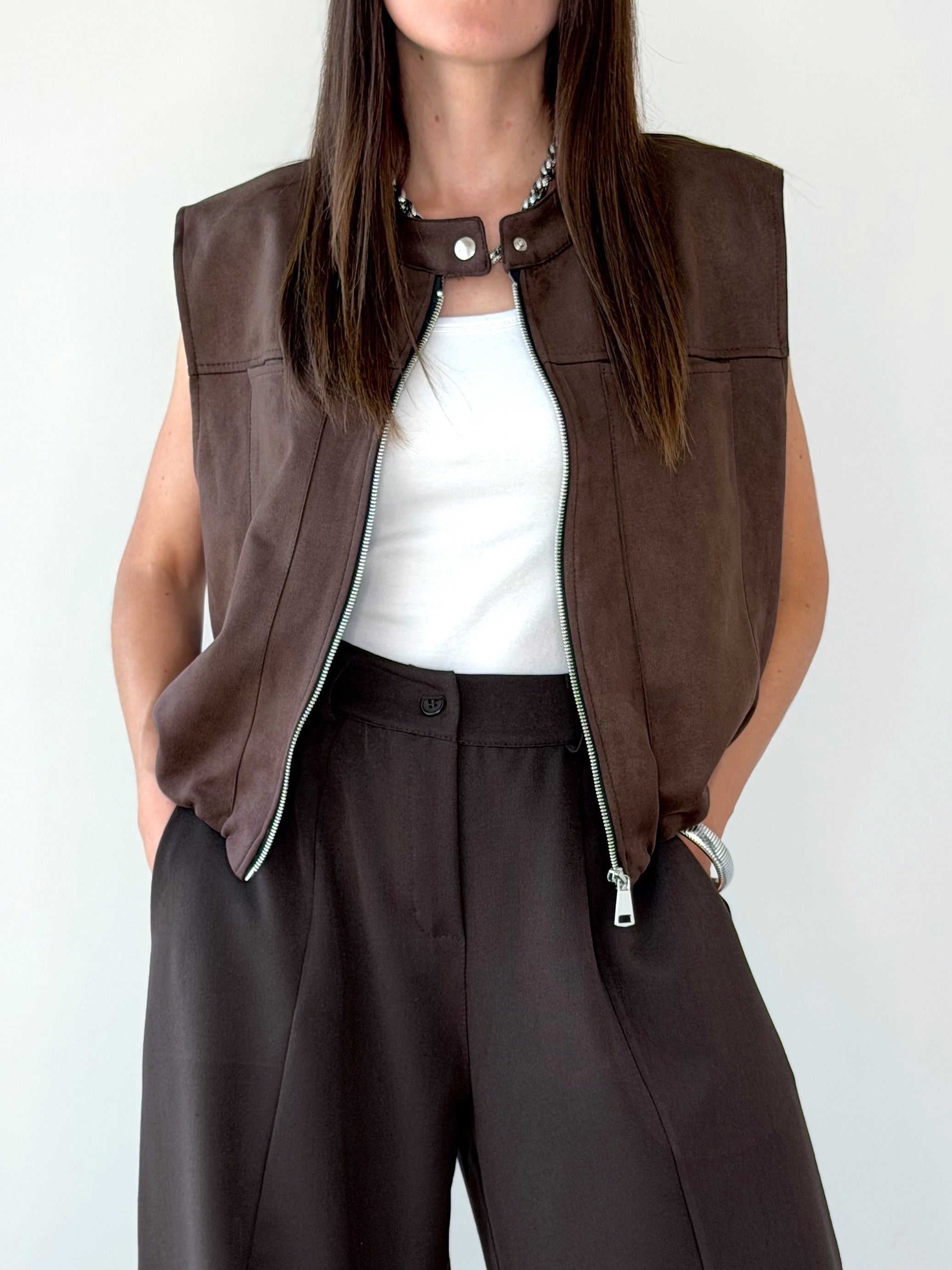 BOMBER SMANICATO ECO CAMOSCIO