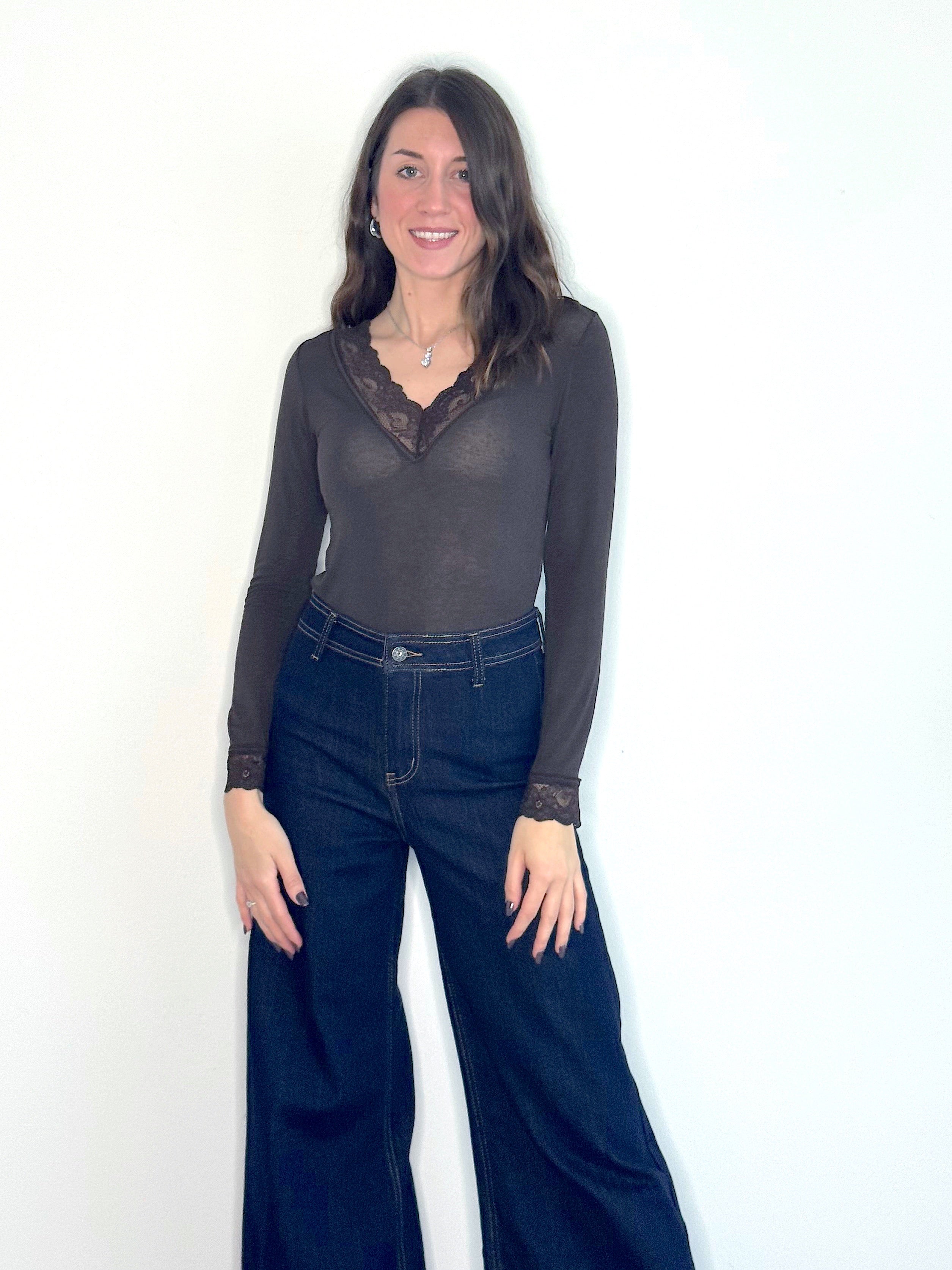 MAGLIONCINO MISTO CASHMERE CON PIZZO