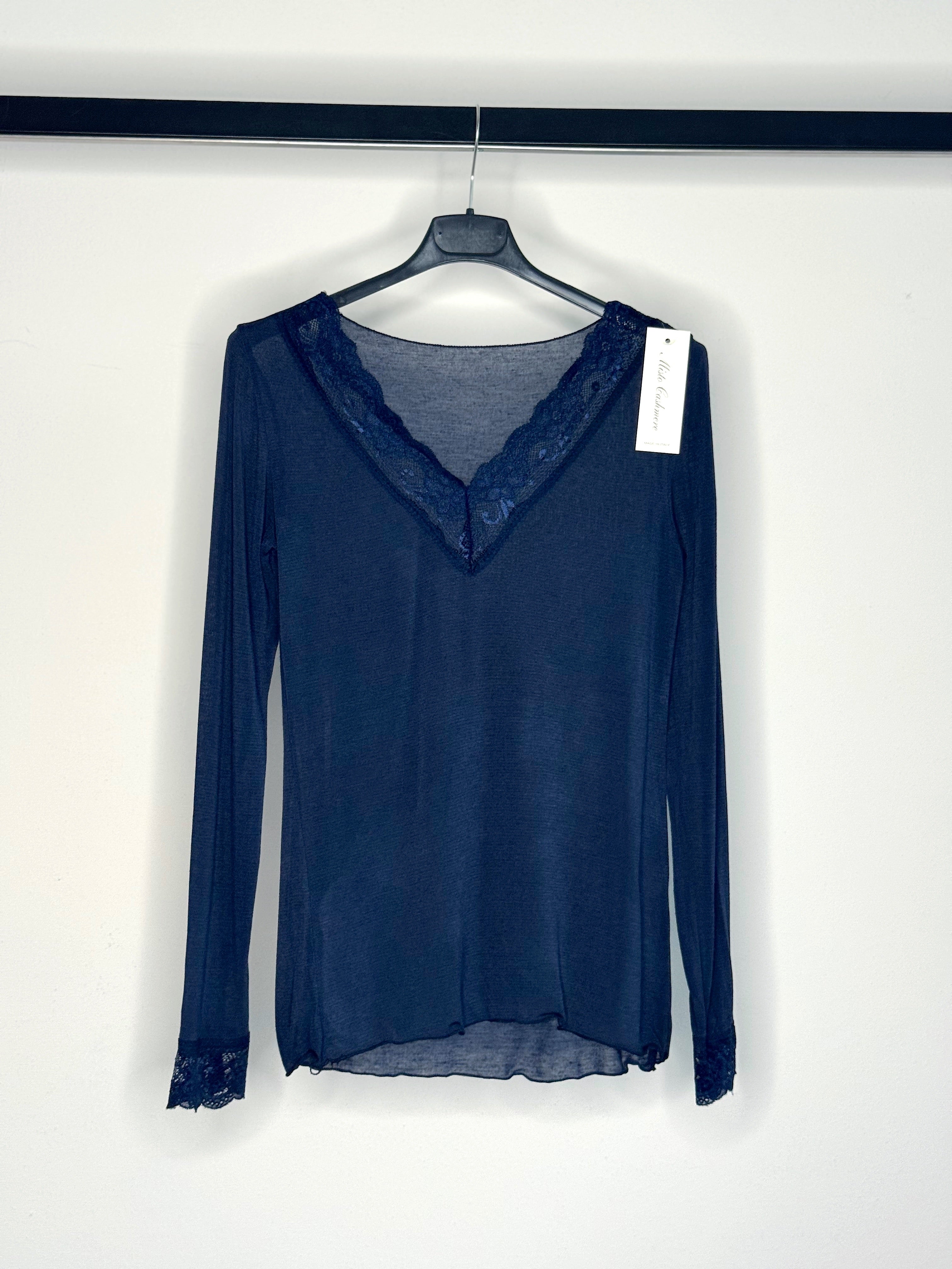 MAGLIONCINO MISTO CASHMERE CON PIZZO